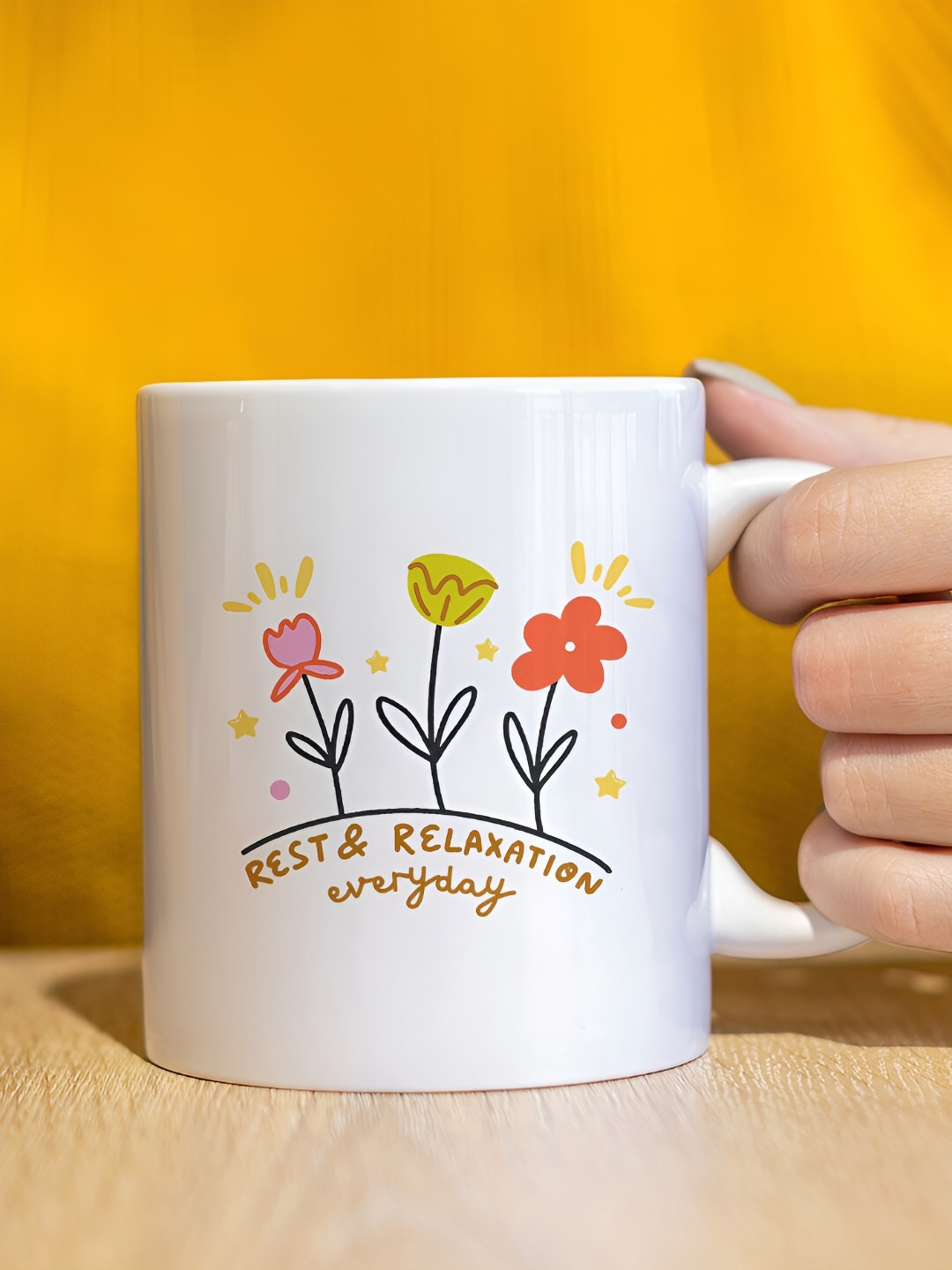 

The Decor Lane White Printed Ceramic Glossy Mugs