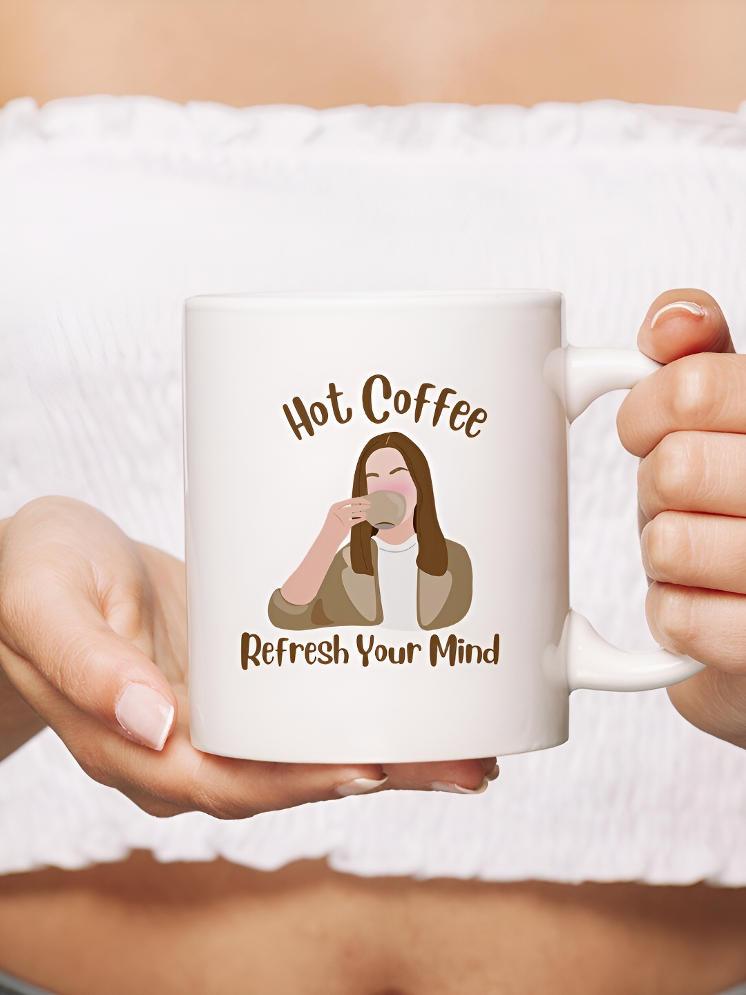 

The Decor Lane White Printed Ceramic Glossy Mugs
