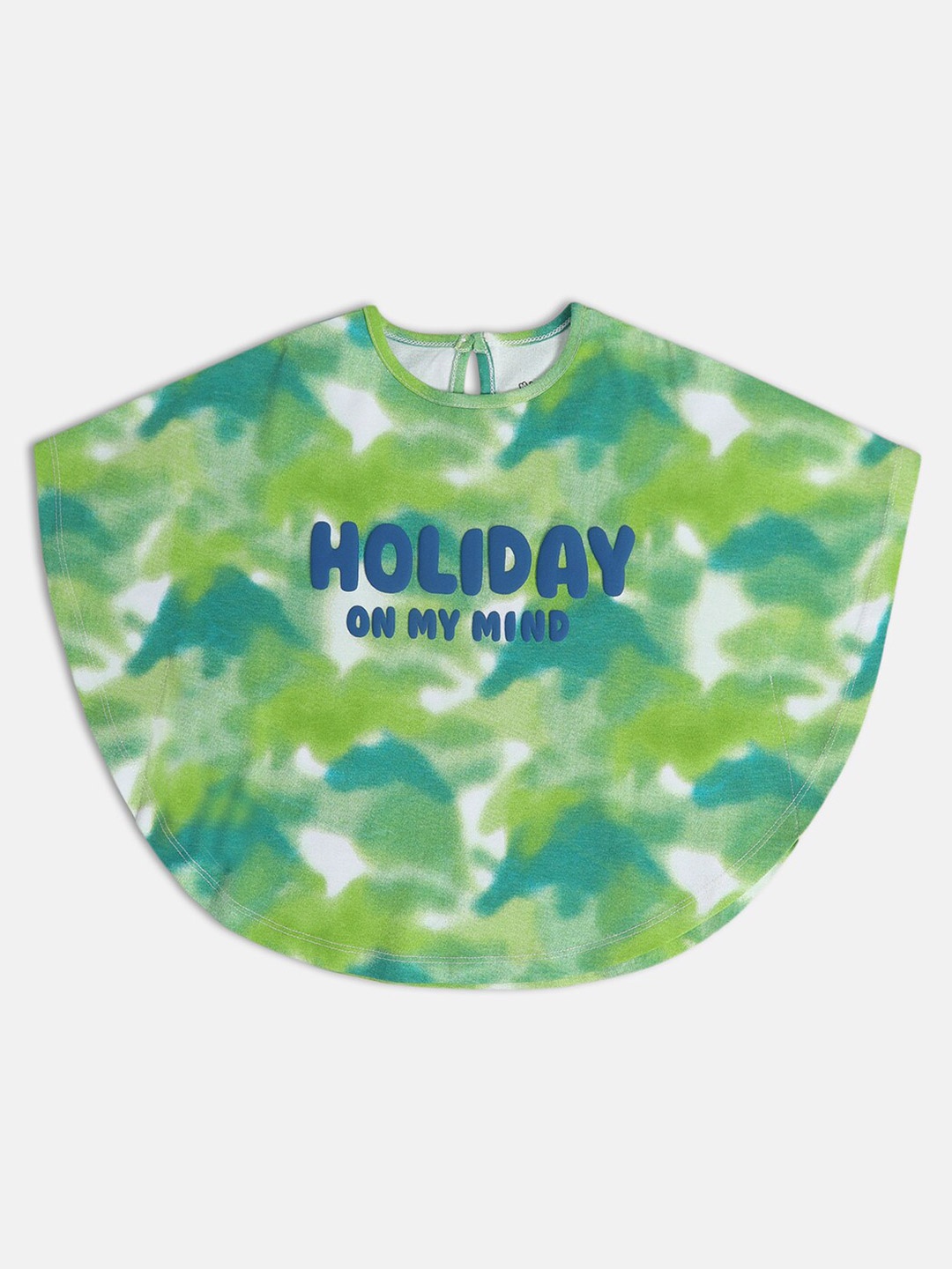 

MINI KLUB Girls Printed Round Neck Short Sleeves Cotton Blouson Top, Sea green