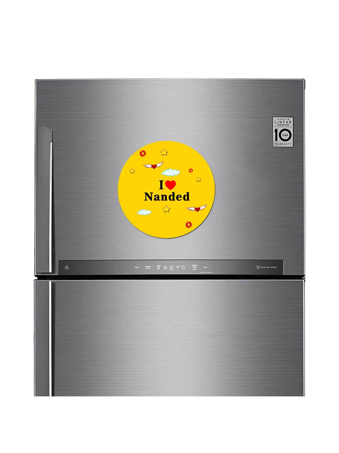 

ARTBUG Yellow & Black I Love Nanded City Printed Fridge Sticker Magnet