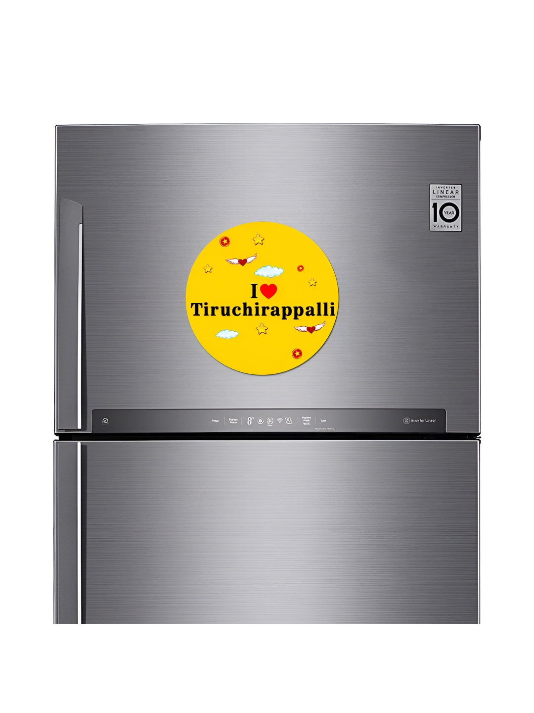 

ARTBUG Yellow & Black I Love Tiruchirappalli Printed Wooden Decorative Fridge Magnet