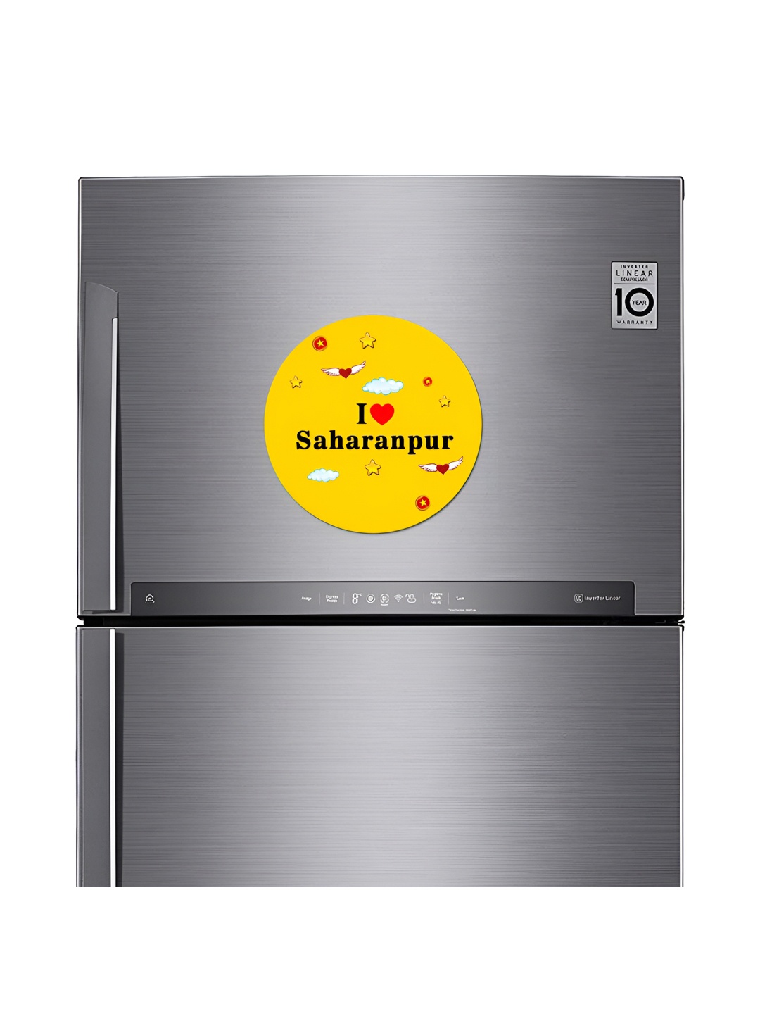 

ARTBUG Yellow I Love Saharanpur City Printed Fridge Sticker Magnet