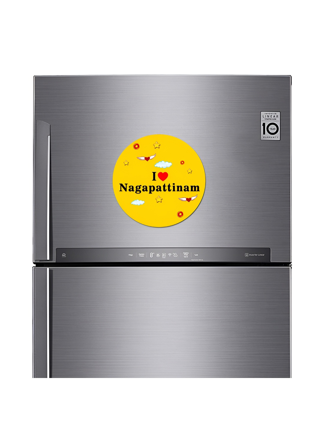 

ARTBUG Yellow & Black I Love Nagapattinam Printed Wooden Decorative Fridge Magnet