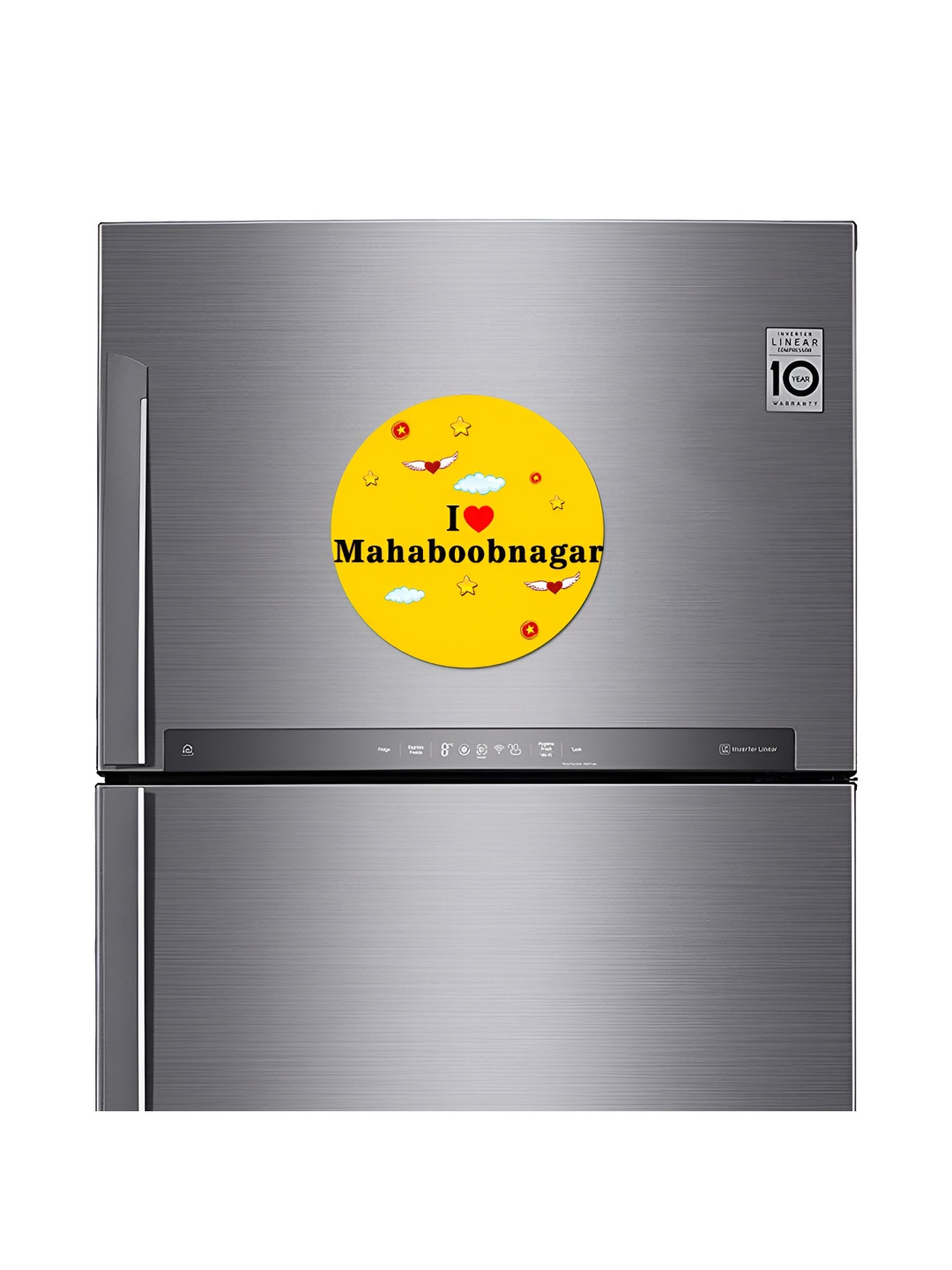 

ARTBUG Yellow I Love Mahaboobnagar City Printed Fridge Sticker Magnet