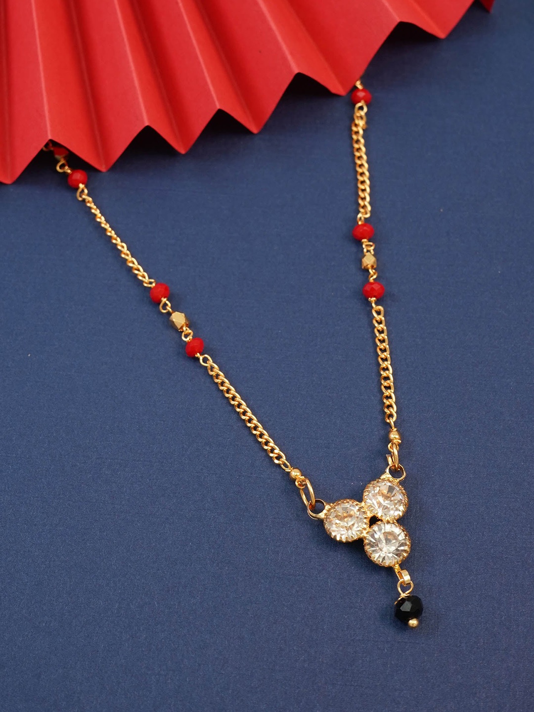 

Ramdev Art Fashion Jwellery Gold-Plated Artificial Stones and Beads Mangalsutra