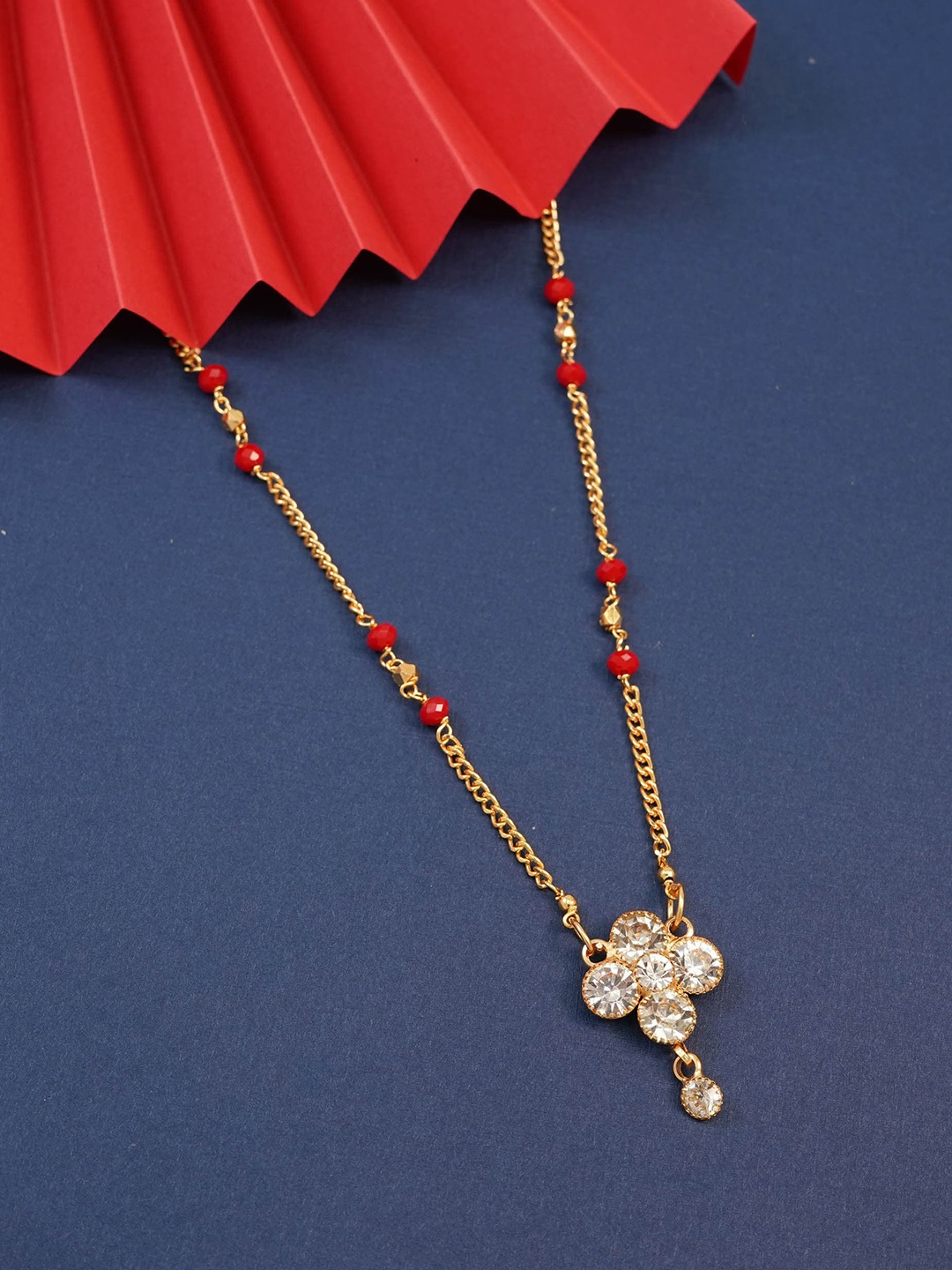 

Ramdev Art Fashion Jwellery Gold-Plated Artificial Stones and Beads Mangalsutra