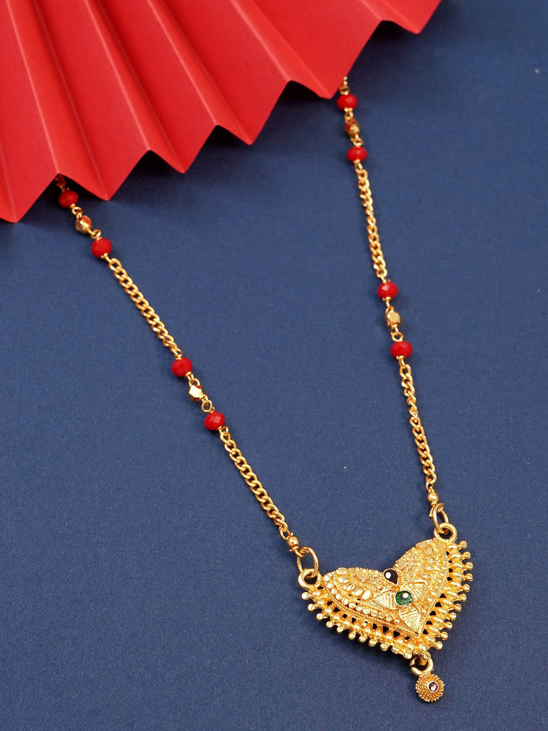 

Ramdev Art Fashion Jwellery Gold-Plated Artificial Stones and Beads Mangalsutra