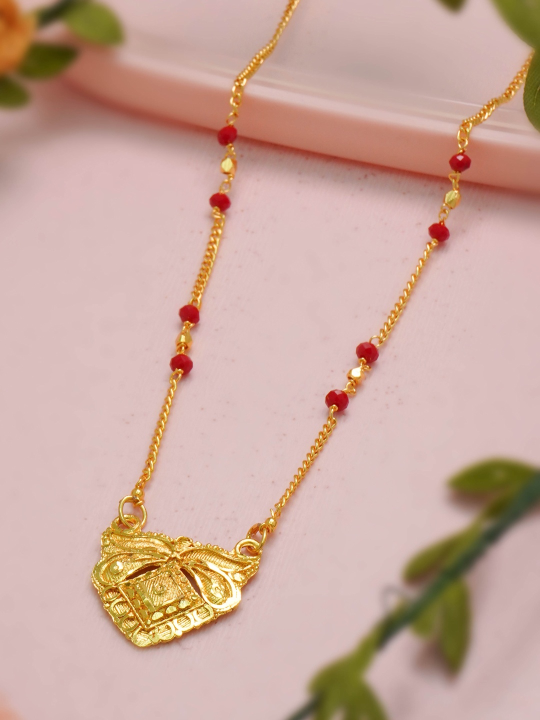 

Ramdev Art Fashion Jwellery Gold-Plated Artificial Stones and Beads Mangalsutra