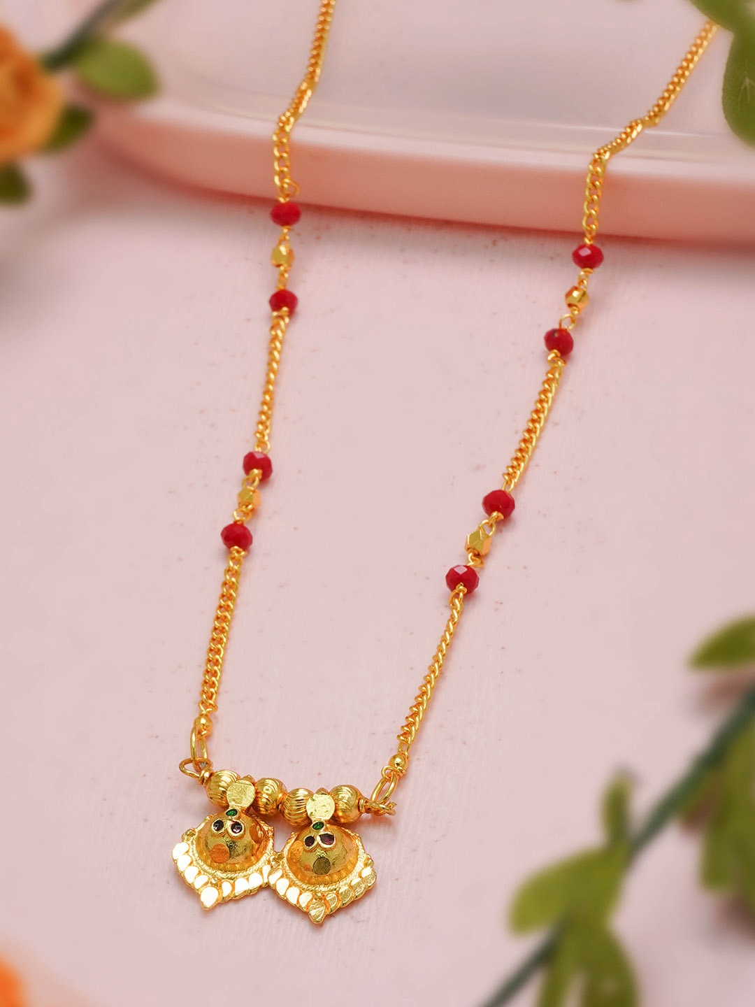 

Ramdev Art Fashion Jwellery Gold-Plated Artificial Stones and Beads Mangalsutra