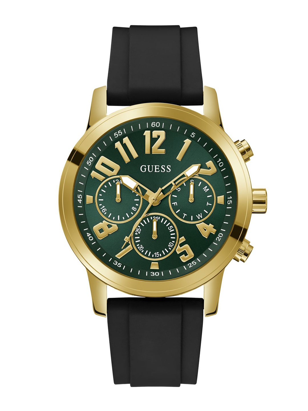 

GUESS Men Textured Dial & Silicon Straps Analogue Watch GW0708G2, Green