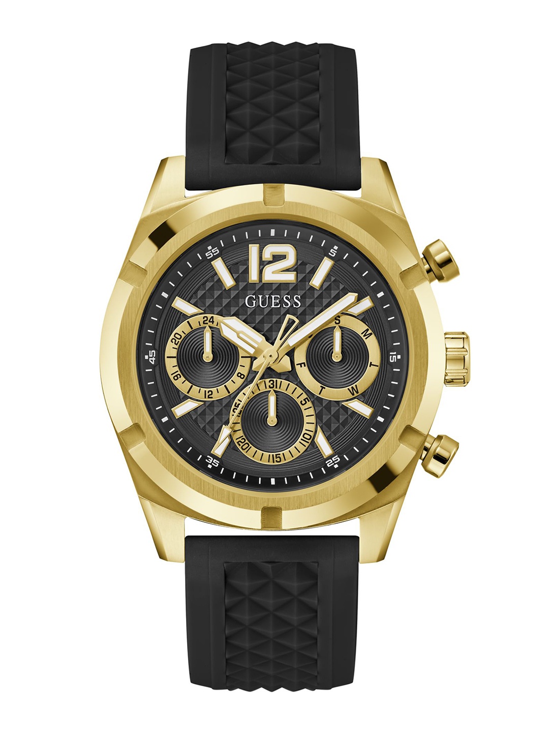 

GUESS Men Textured Dial & Silicon Straps Analogue Watch GW0729G2, Black