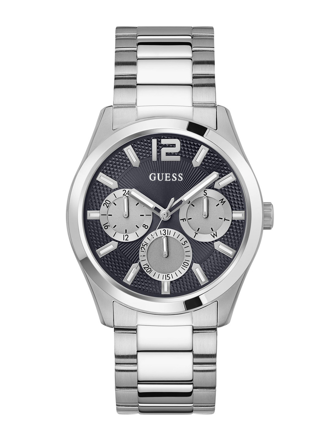 

GUESS Men Textured Dial & Stainless Steel Analogue Multi Function Watch GW0707G1, Blue
