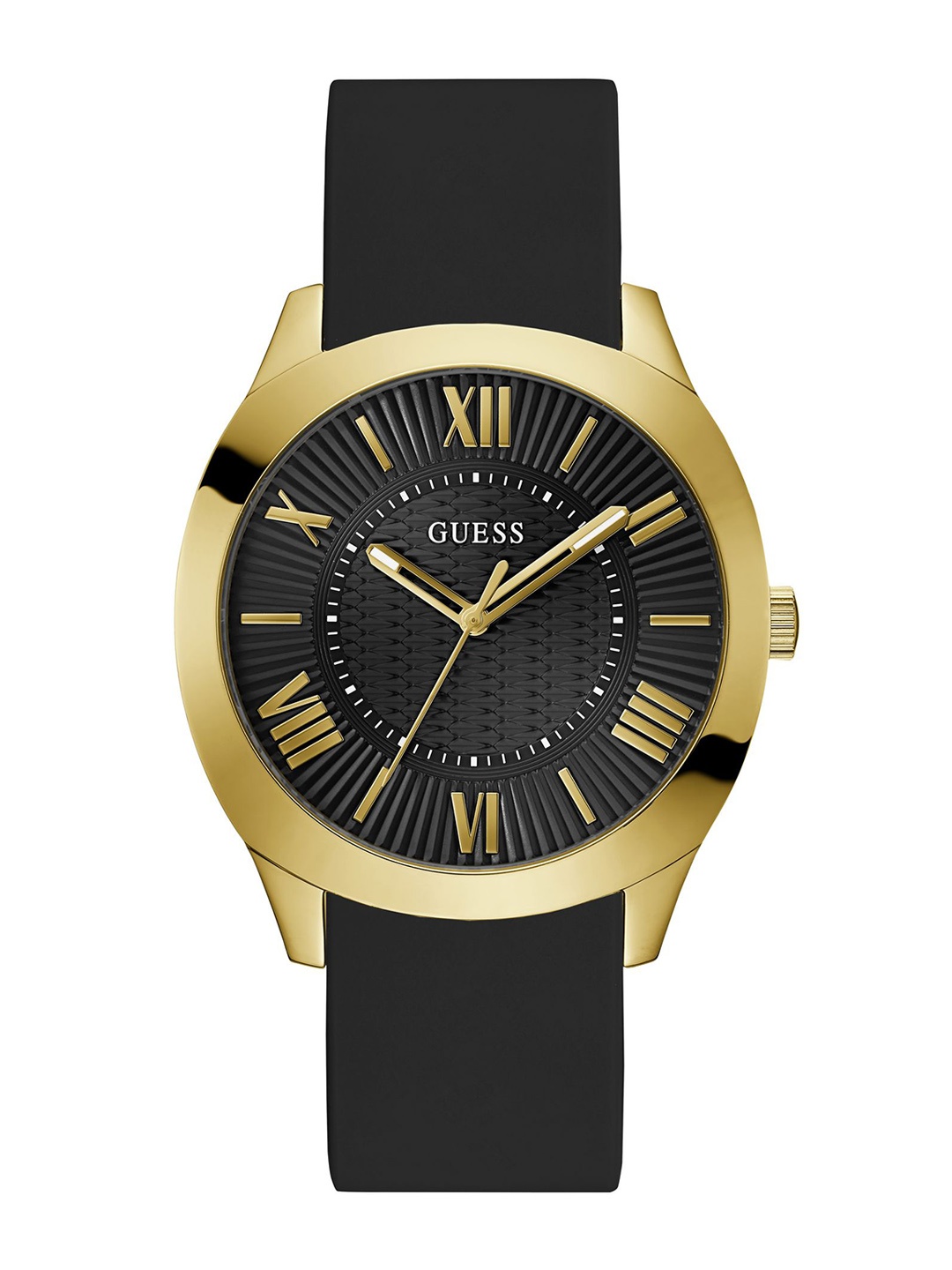 

GUESS Men Textured Dial & Silicon Straps Analogue Watch GW0728G2, Black