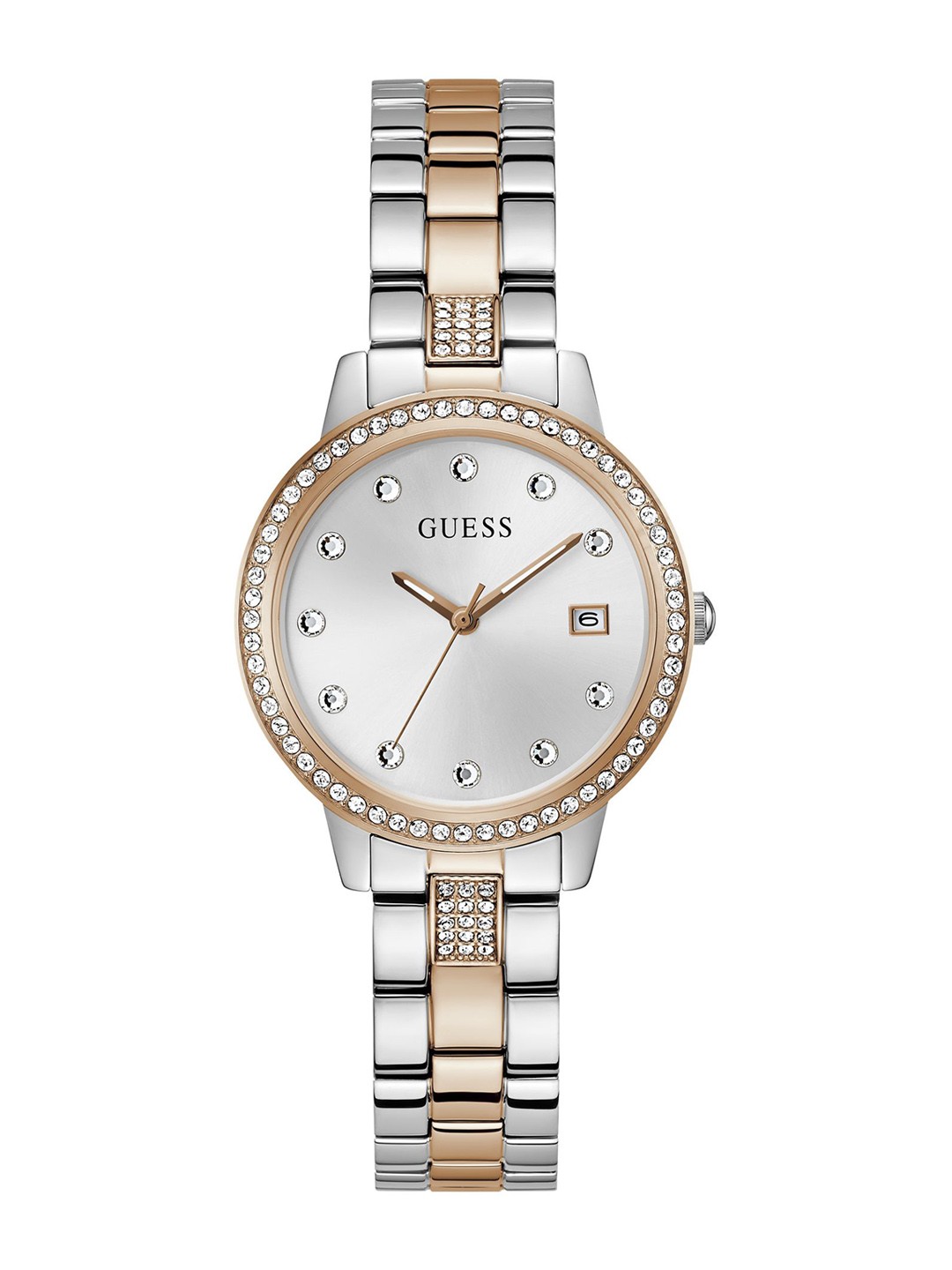 

GUESS Women Embellished Dial & Stainless Steel Straps Analogue Watch GW0725L2, White