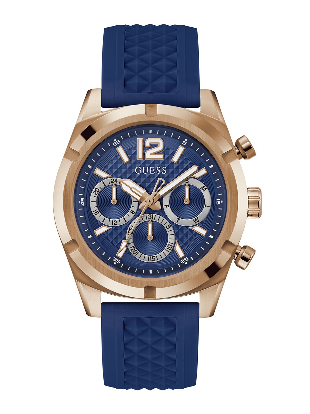 

GUESS Men Textured Dial & Silicon Straps Analogue Watch GW0729G3, Blue