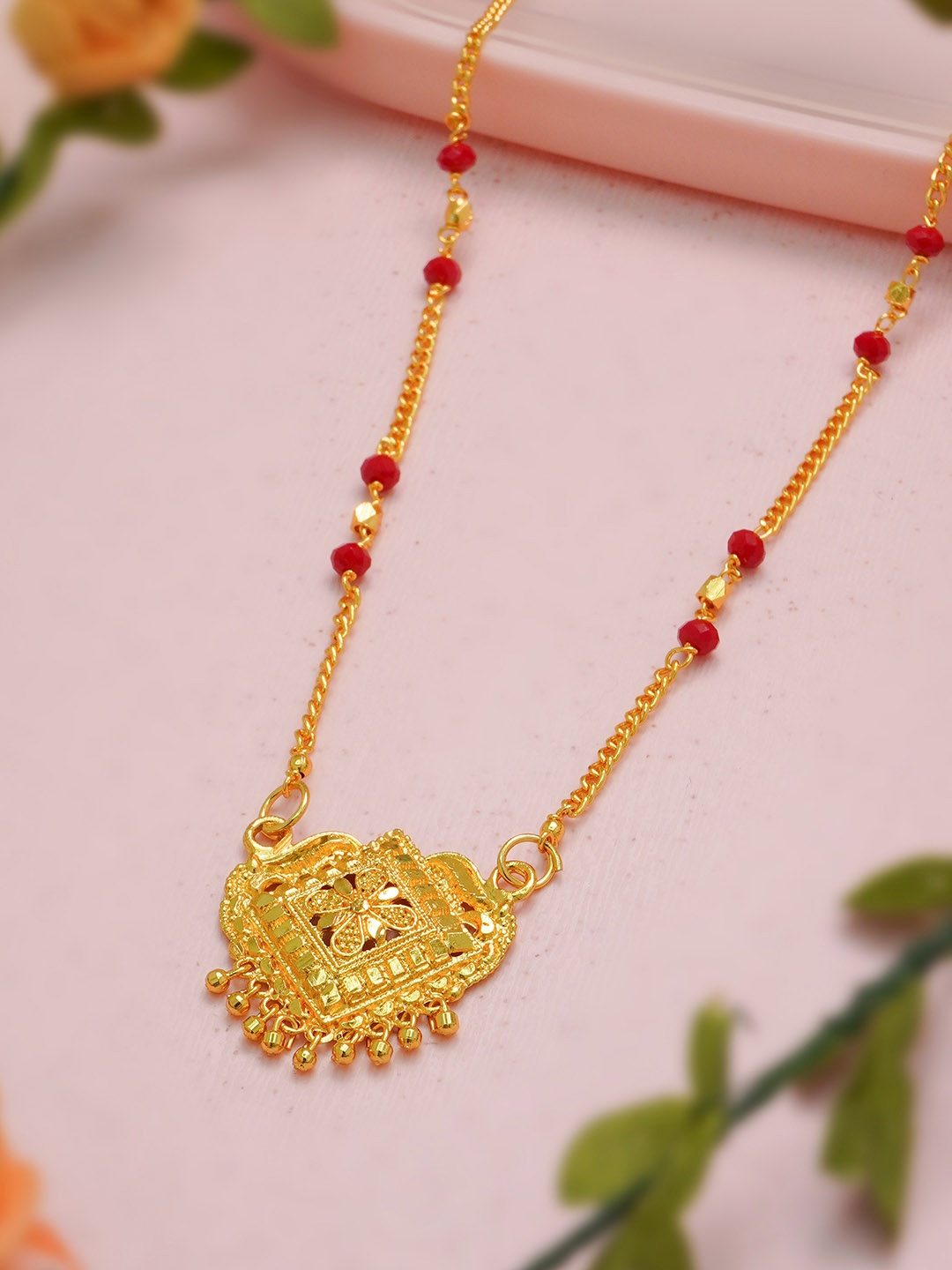 

Ramdev Art Fashion Jwellery Gold-Plated Artificial Stones and Beads Mangalsutra