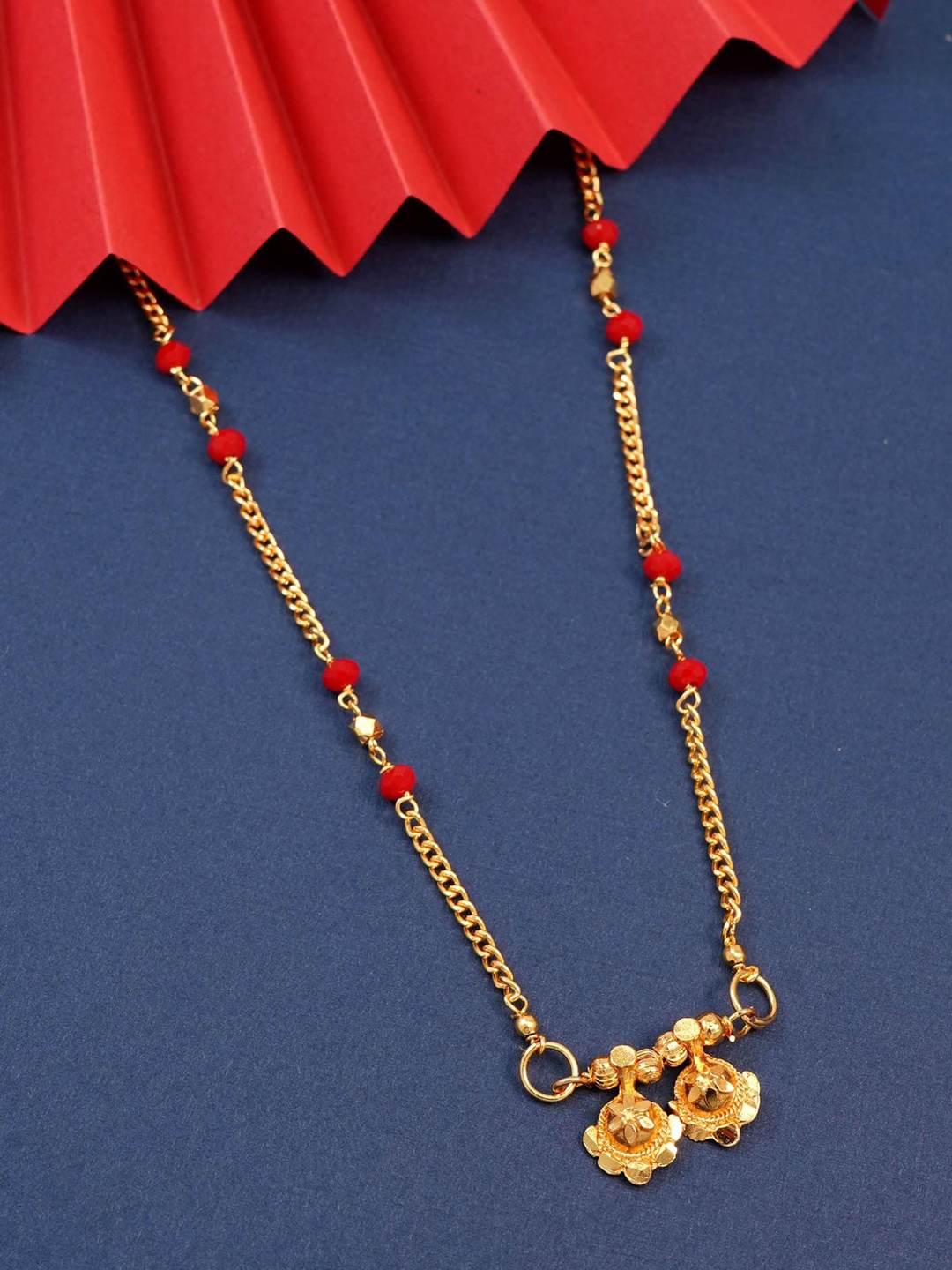 

Ramdev Art Fashion Jwellery Gold-Plated Artificial Stones and Beads Mangalsutra