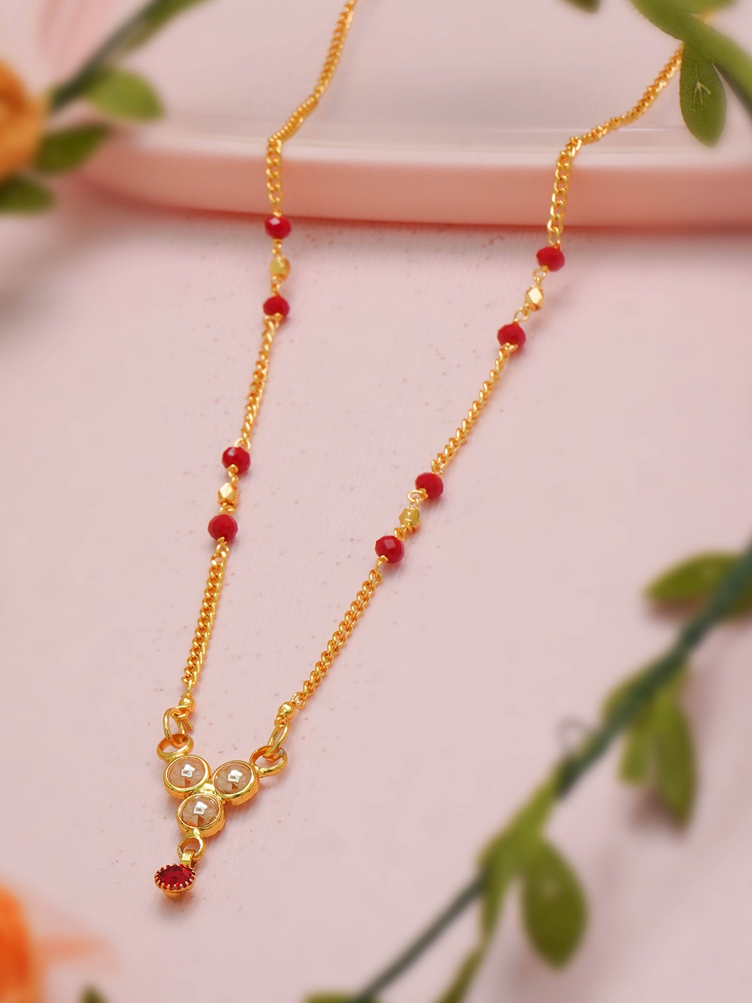 

Ramdev Art Fashion Jwellery Gold-Plated Artificial Stones and Beads Mangalsutra