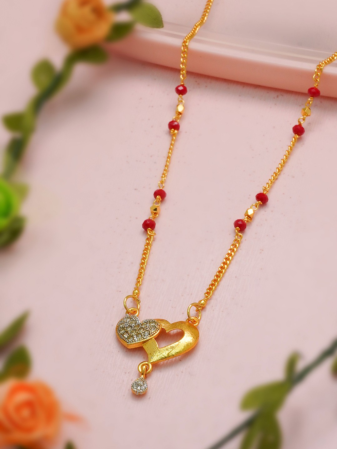 

Ramdev Art Fashion Jwellery Gold-Plated Artificial Stones and Beads Mangalsutra