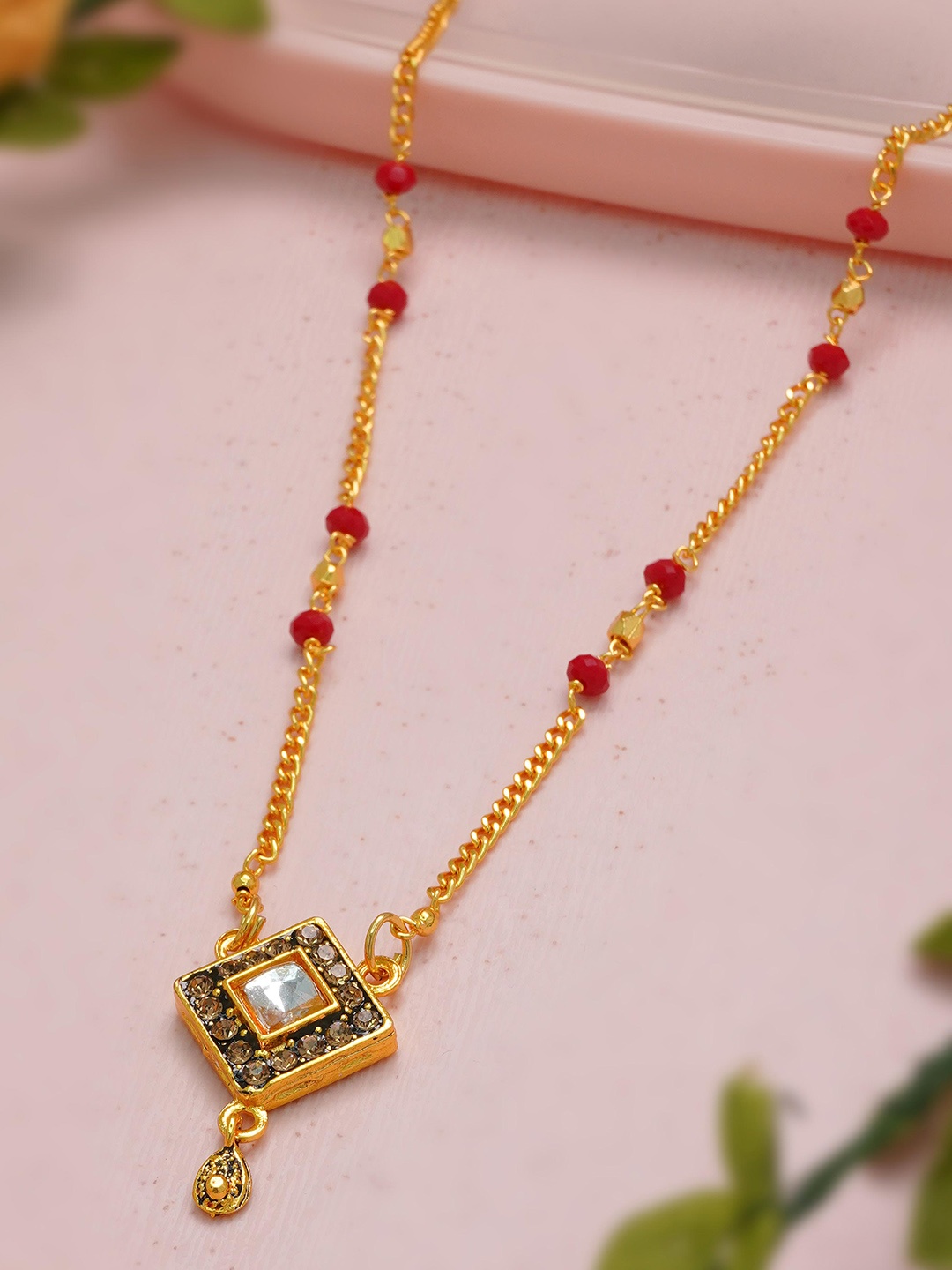 

Ramdev Art Fashion Jwellery Gold Plated Artificial Stones and Beads Mangalsutra