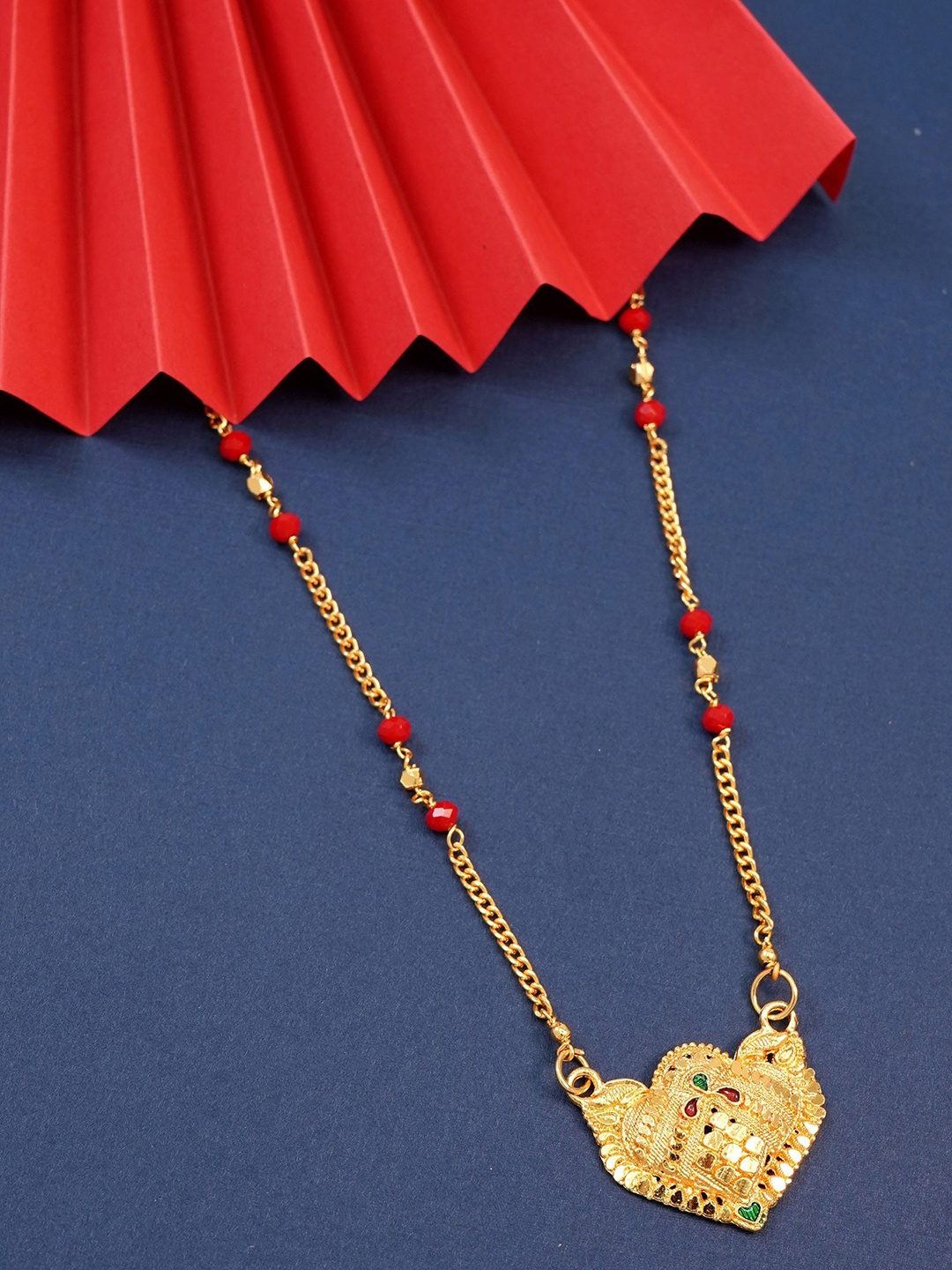 

Ramdev Art Fashion Jwellery Gold-Plated Artificial Stones and Beads Mangalsutra