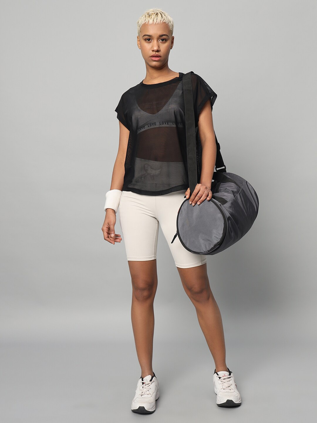 

MKH Extended Sleeves Dri-FIT Semi Sheer Relaxed Fit Pockets Sports T-shirt, Black