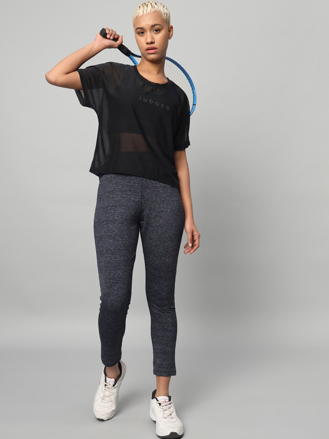 

MKH Typography Printed Round Neck Relaxed Fit Dri-FIT T-shirt, Black