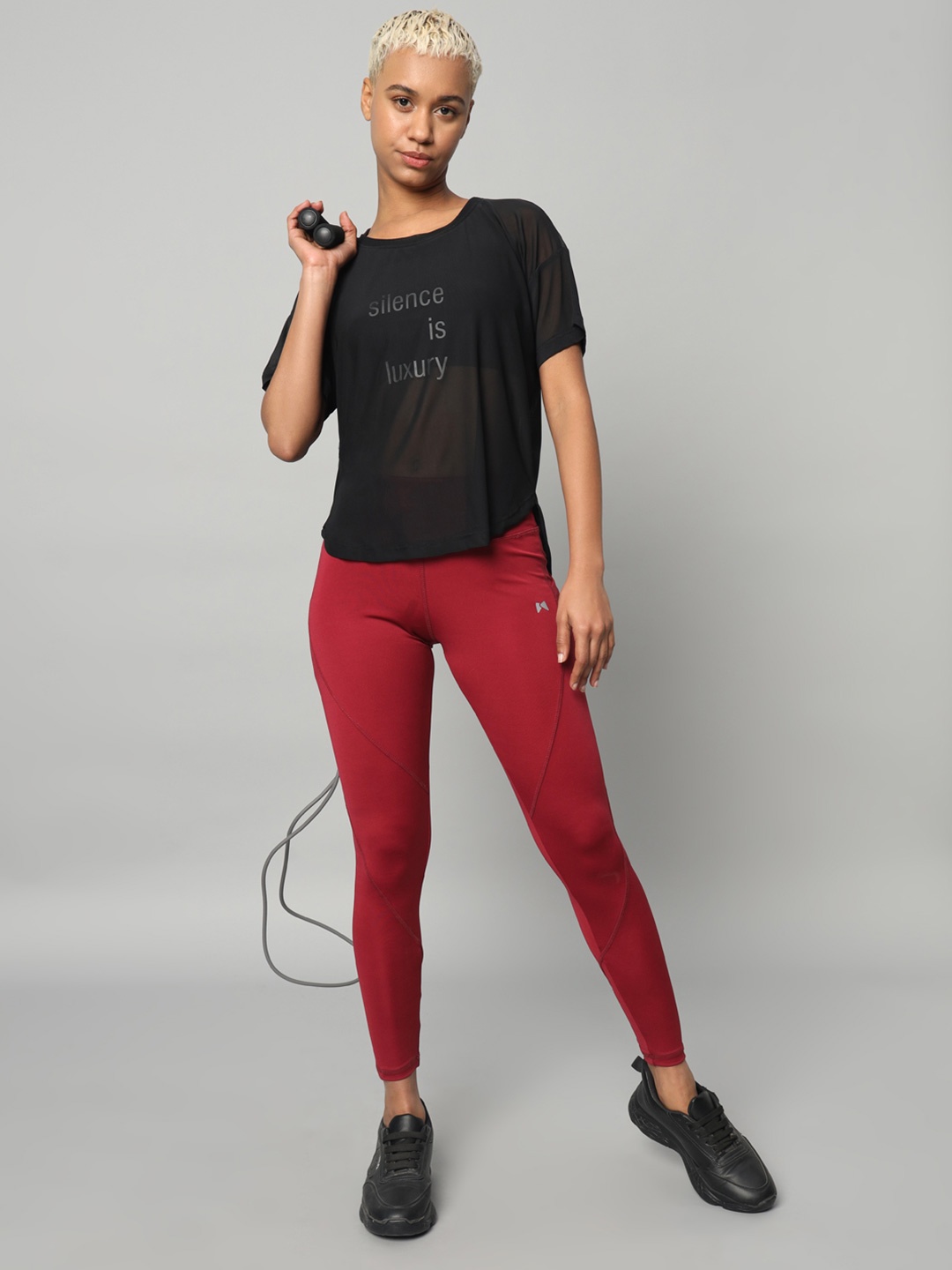 

MKH Typography Printed Round Neck Relaxed Fit Dri-FIT T-shirt, Black