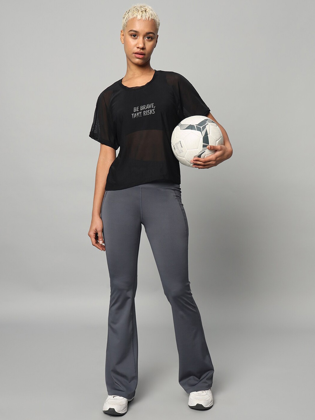 MKH Typography Printed Round Neck Relaxed Fit Dri-FIT T-shirt, Black