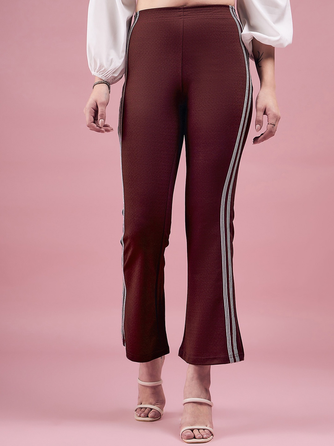 

DressBerry Women Brown Relaxed Straight Fit High-Rise Easy Wash Parallel Trousers