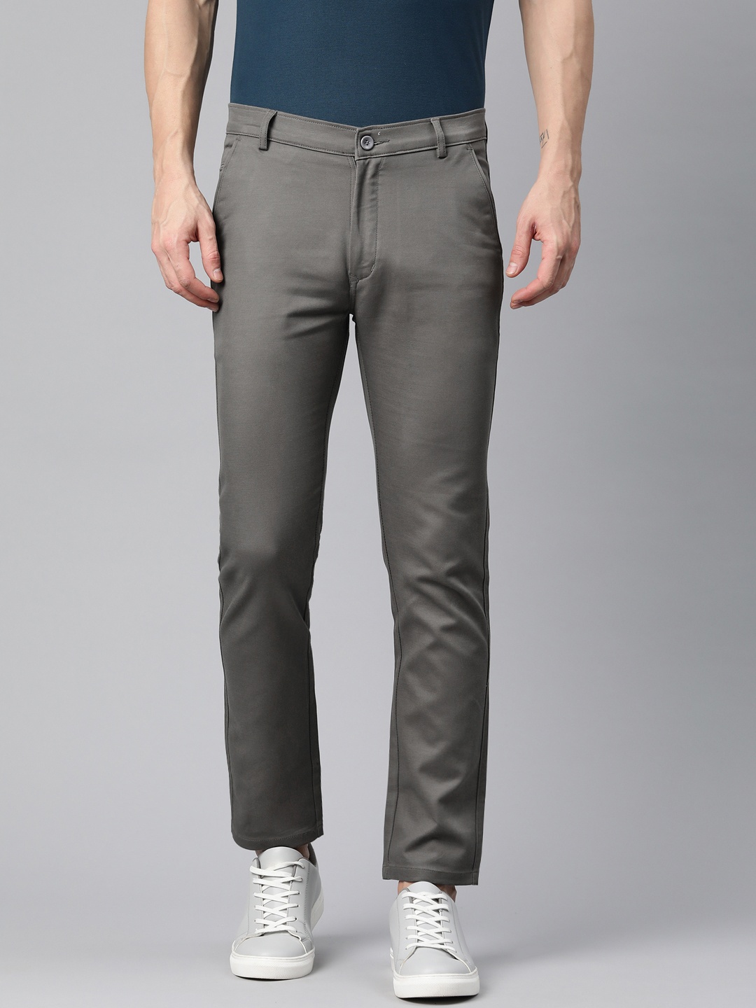 

Rodamo Men Slim Fit Chinos Trousers, Grey