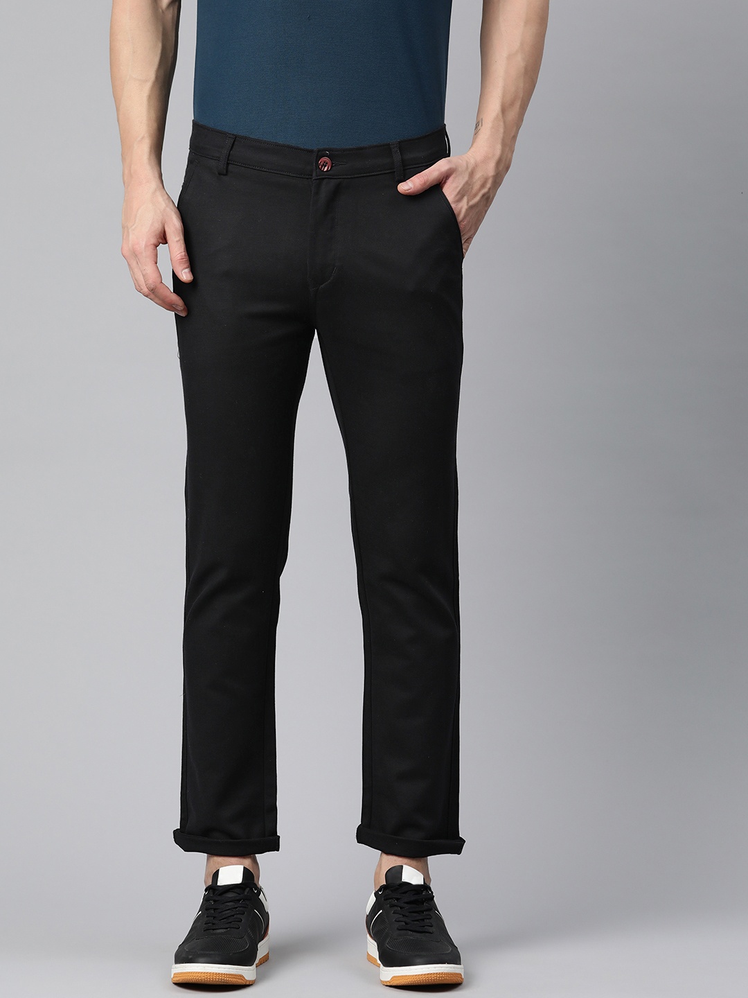 

Rodamo Men Slim Fit Chinos Trousers, Black