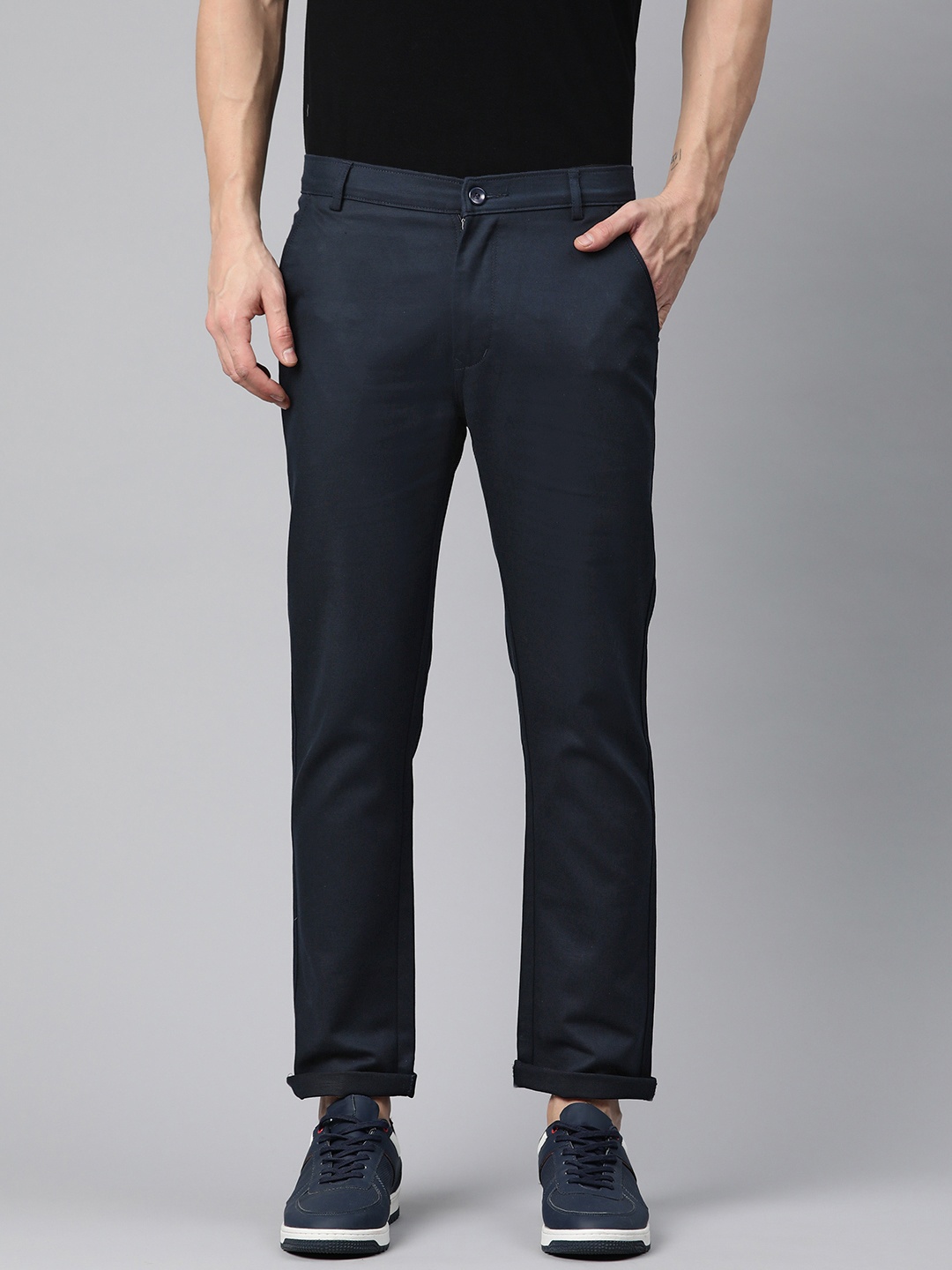 

Rodamo Men Slim Fit Chinos Trousers, Navy blue