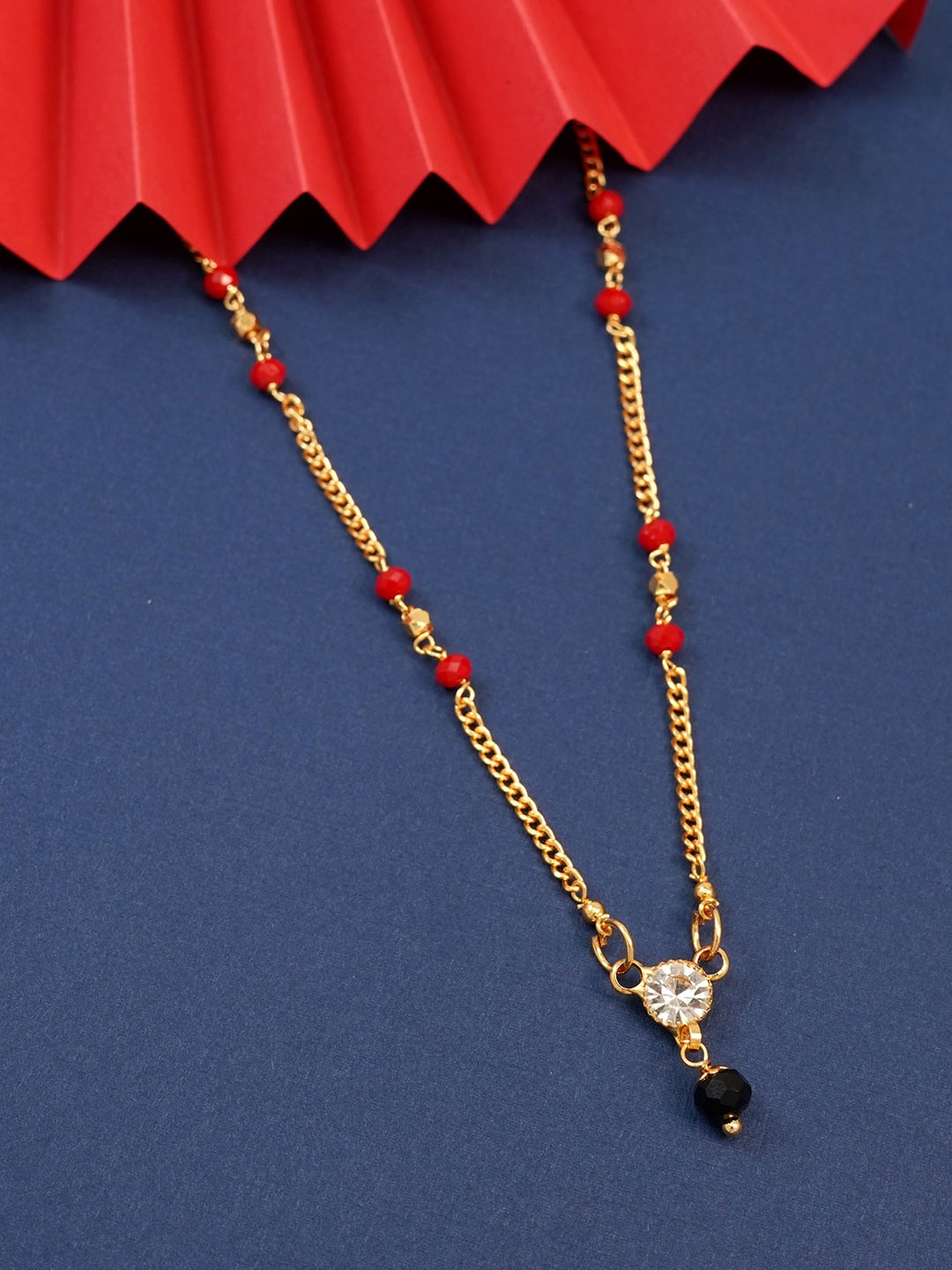 

Ramdev Art Fashion Jwellery Gold-Plated Artificial Stones and Beads Mangalsutra