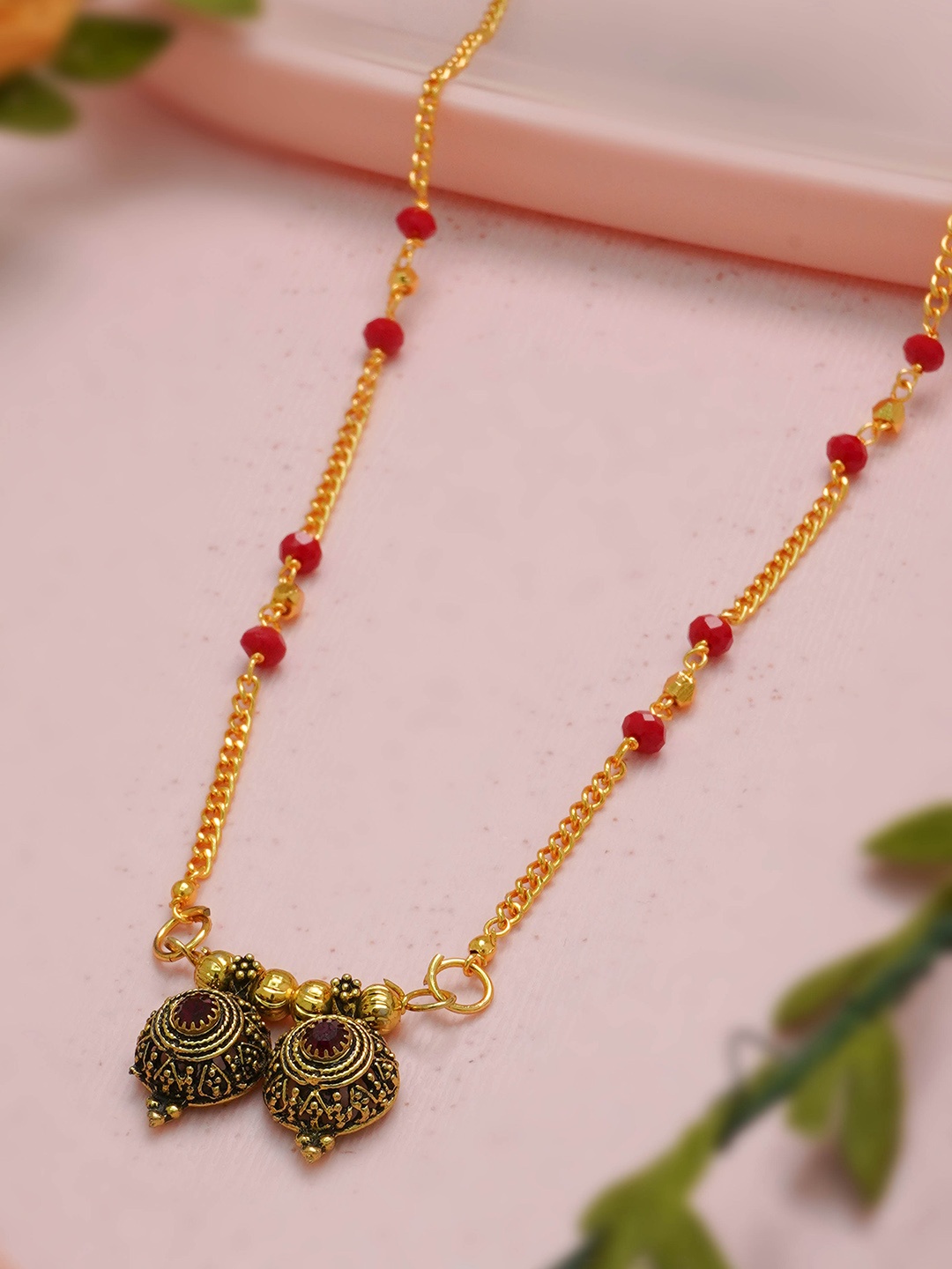 

Ramdev Art Fashion Jwellery Gold-Plated Artificial Stones and Beads Mangalsutra