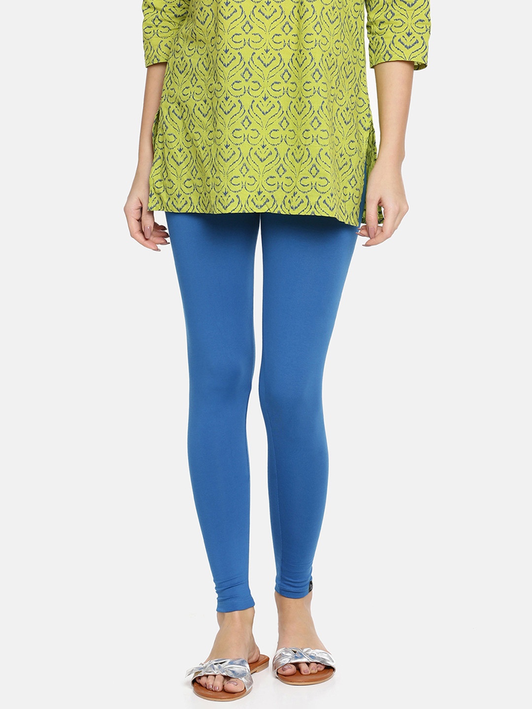 

TWIN BIRDS Women Solid Super Stretch Cotton Ankle Length Leggings, Blue