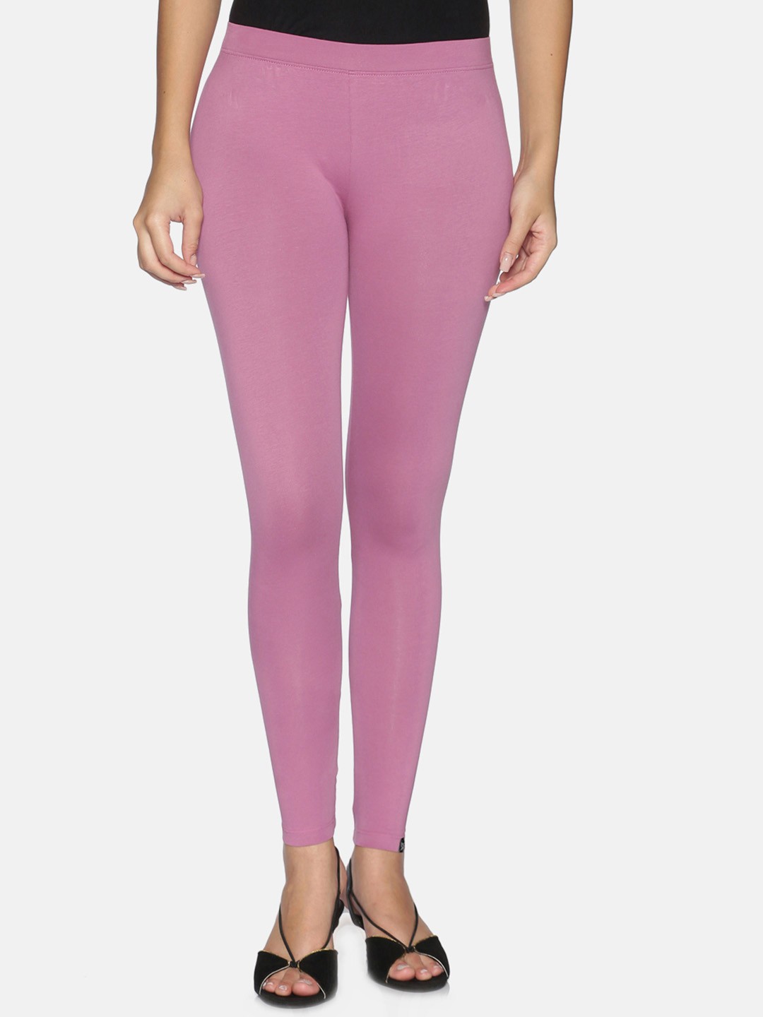 

TWIN BIRDS Women Solid Super Stretch Cotton Ankle Length Leggings, Mauve