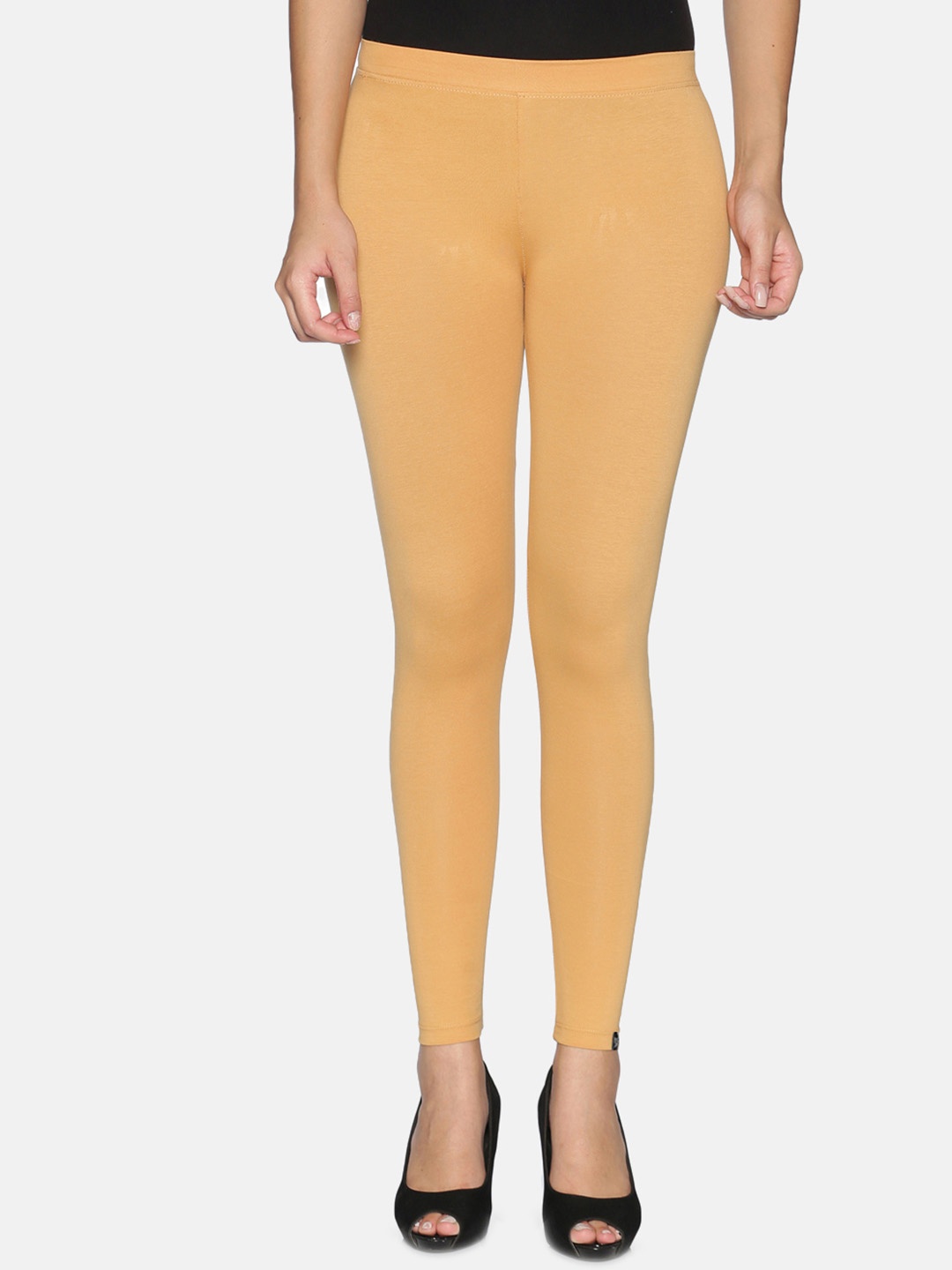 

TWIN BIRDS Women Solid Super Stretch Cotton Ankle Length Leggings, Beige
