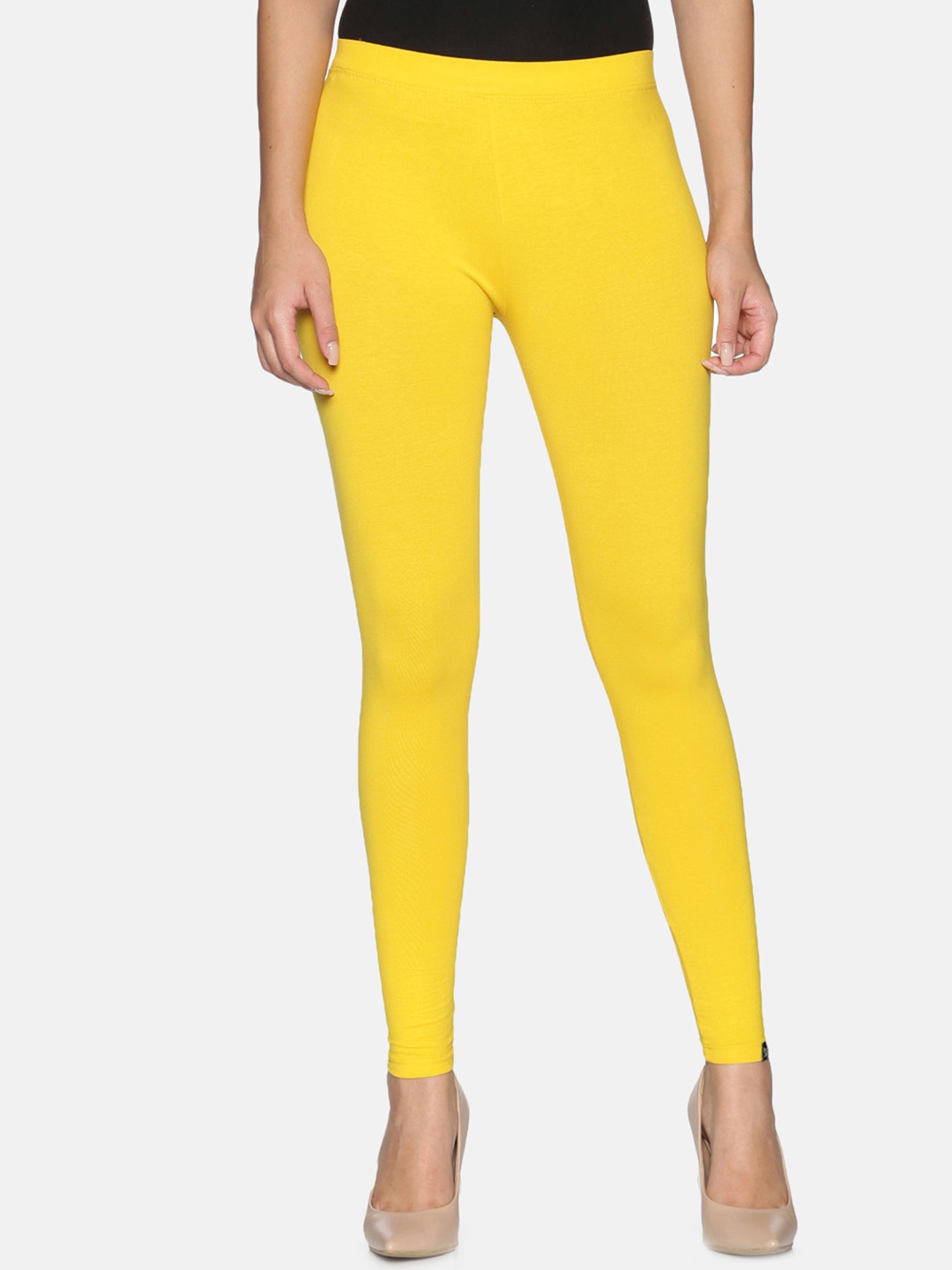 

TWIN BIRDS Women Solid Super Stretch Cotton Ankle Length Leggings, Yellow