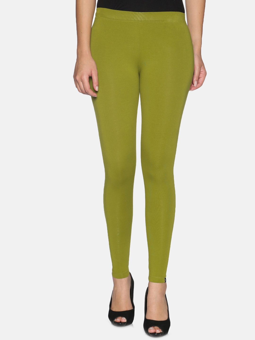 

TWIN BIRDS Women Solid Super Stretch Cotton Ankle Length Leggings, Olive