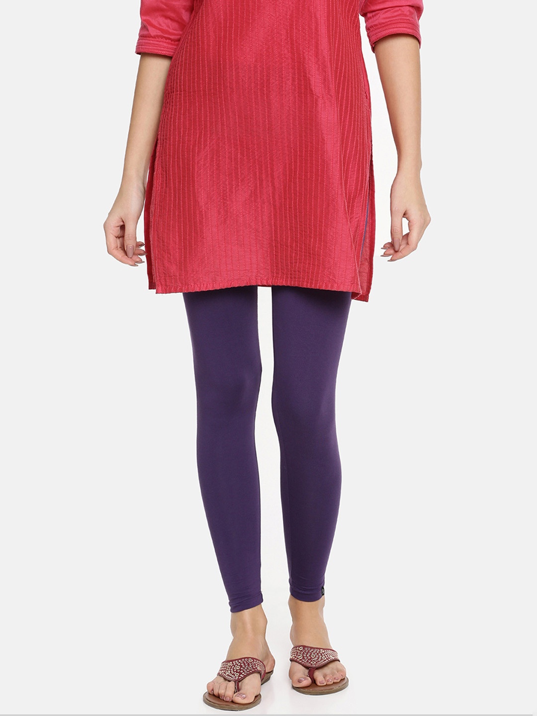 

TWIN BIRDS Women Solid Super Stretch Cotton Ankle Length Leggings, Purple