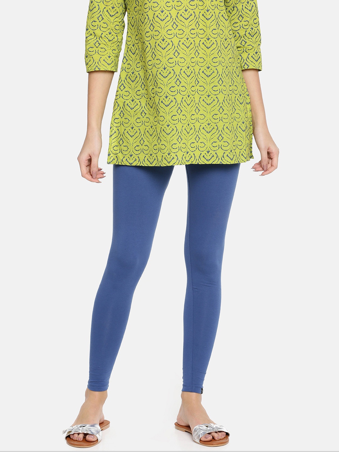 

TWIN BIRDS Women Solid Super Stretch Cotton Ankle Length Leggings, Blue