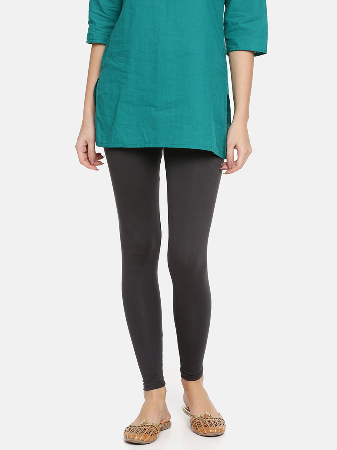 

TWIN BIRDS Women Solid Super Stretch Cotton Ankle Length Leggings, Charcoal