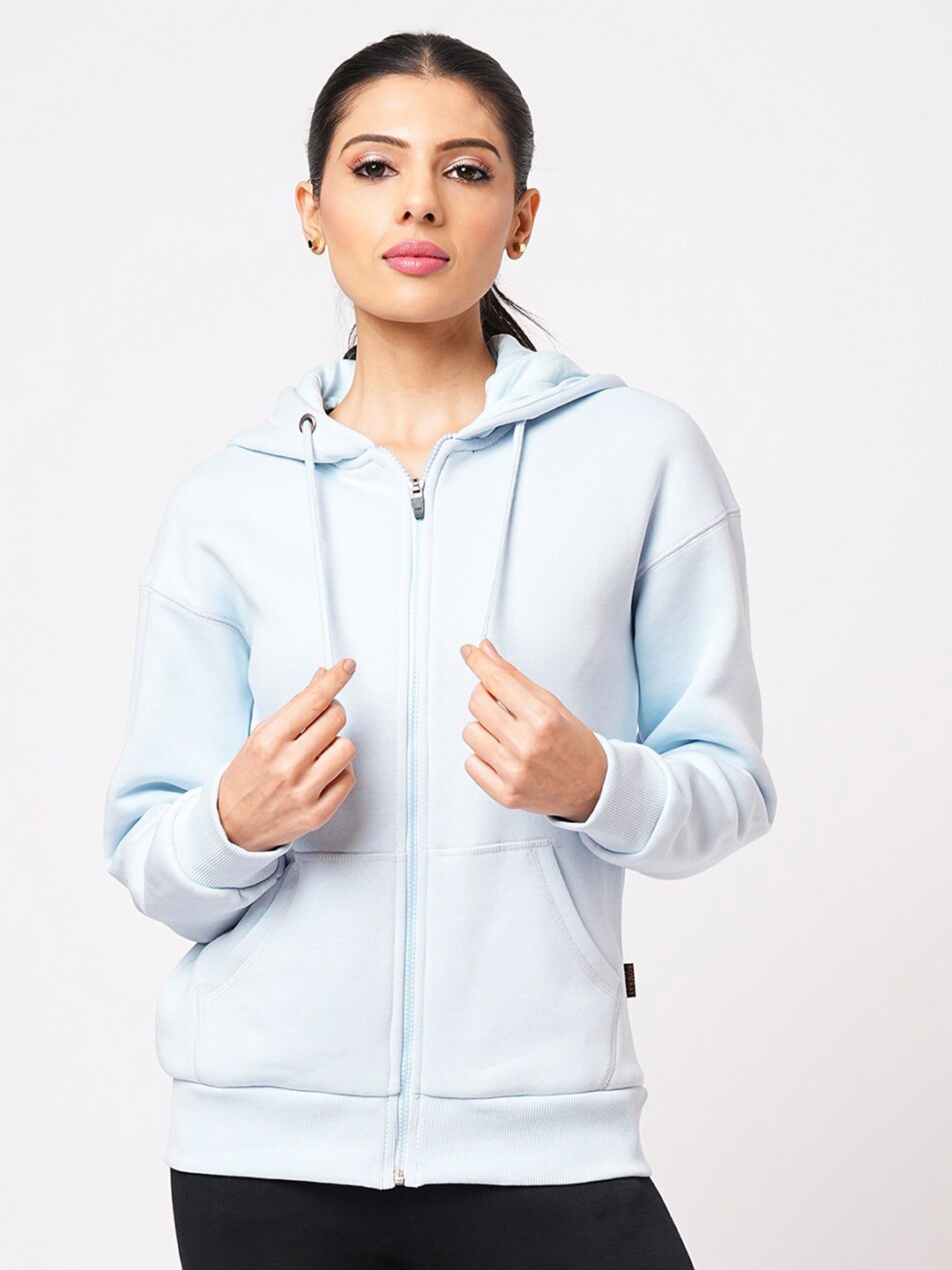 

Bombay High Women Regular Fit Solid Zip up Hoodie Jacket, Blue