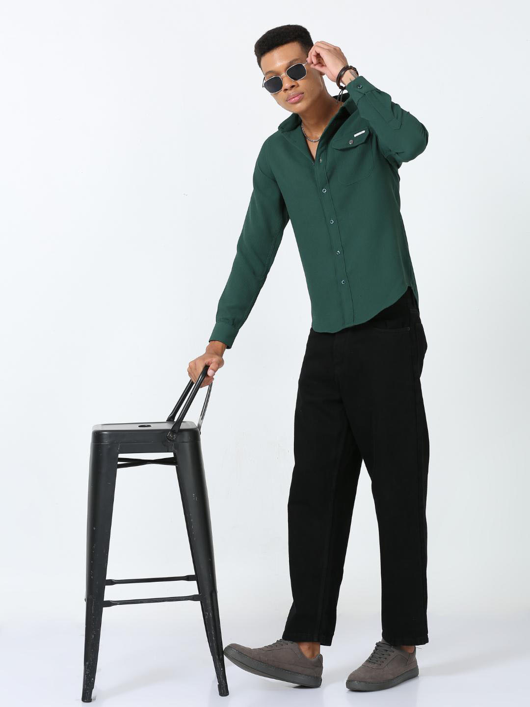

FLY 69 Premium Slim Fit Long Sleeves Casual Shirt, Green