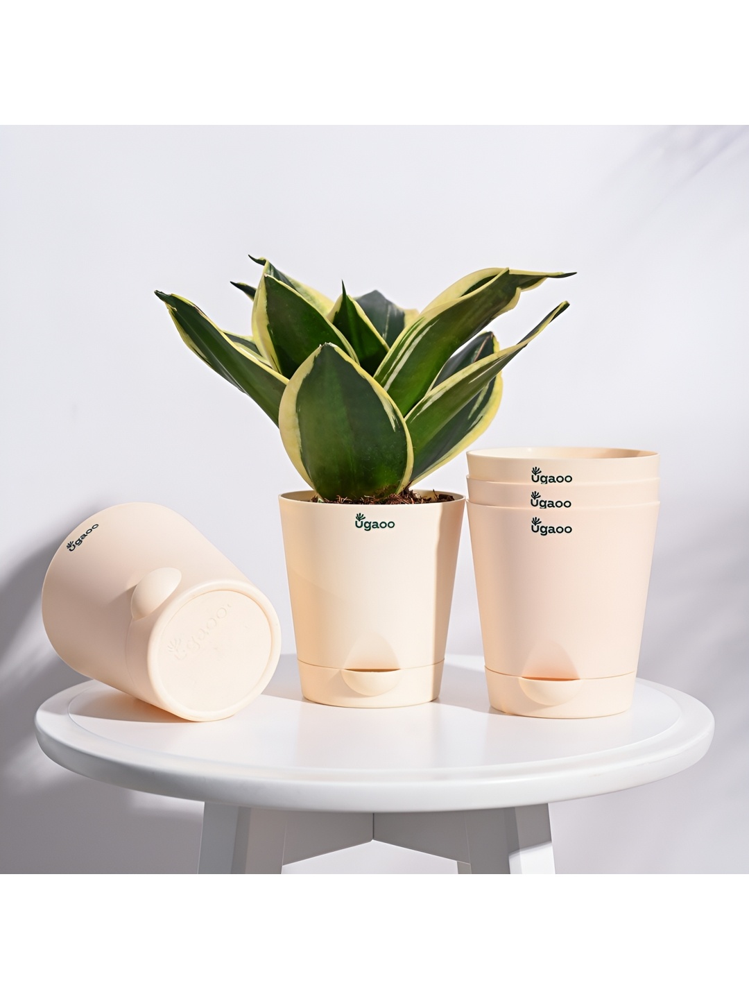 

UGAOO Beige 5 Pieces Self Watering Planters