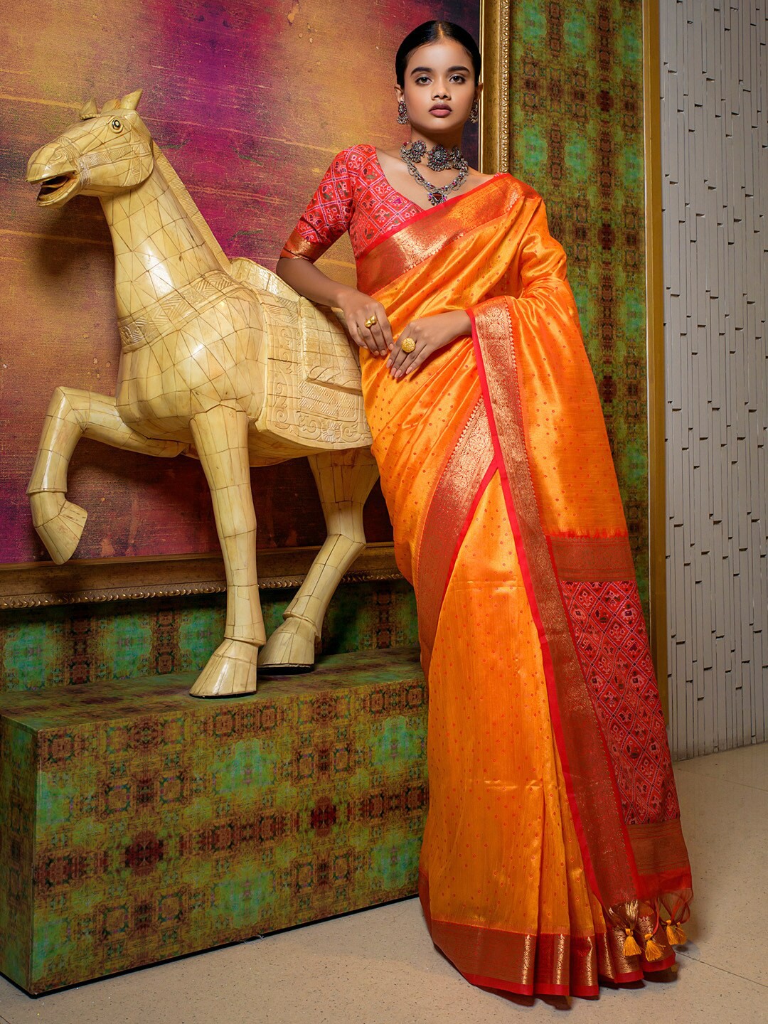 

Mitera Woven Design Banarasi Saree, Orange