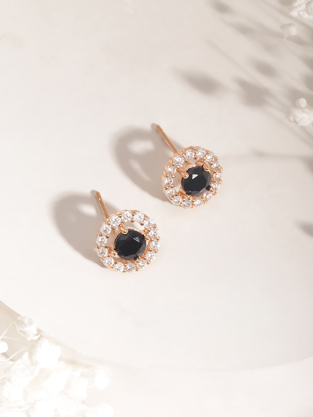 

Rubans 22KT Gold Plated Cubic Zirconia Studded Circular Stud Earrings