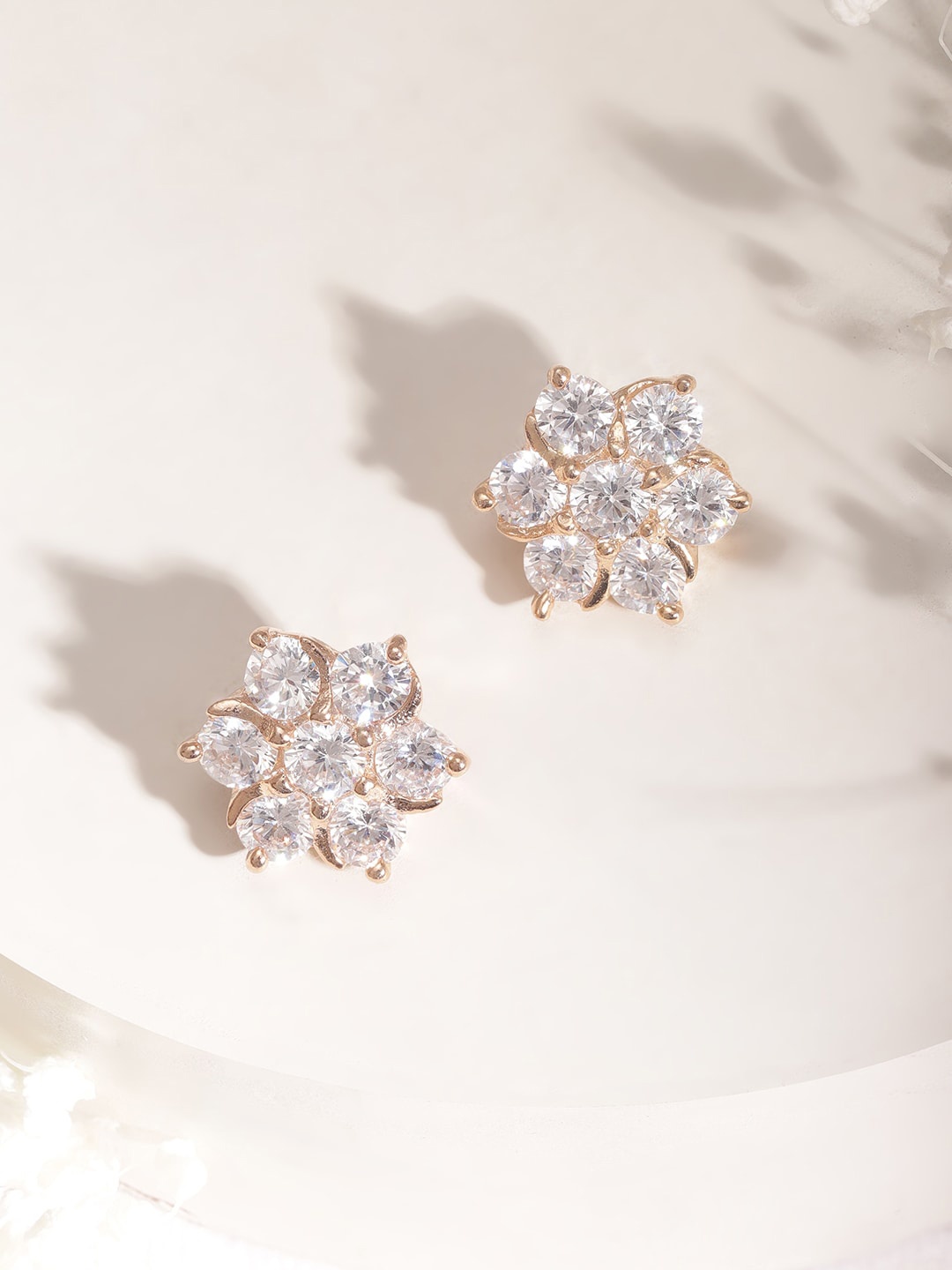 

Rubans Rose Gold Plated American Diamond Studded Stud Earrings
