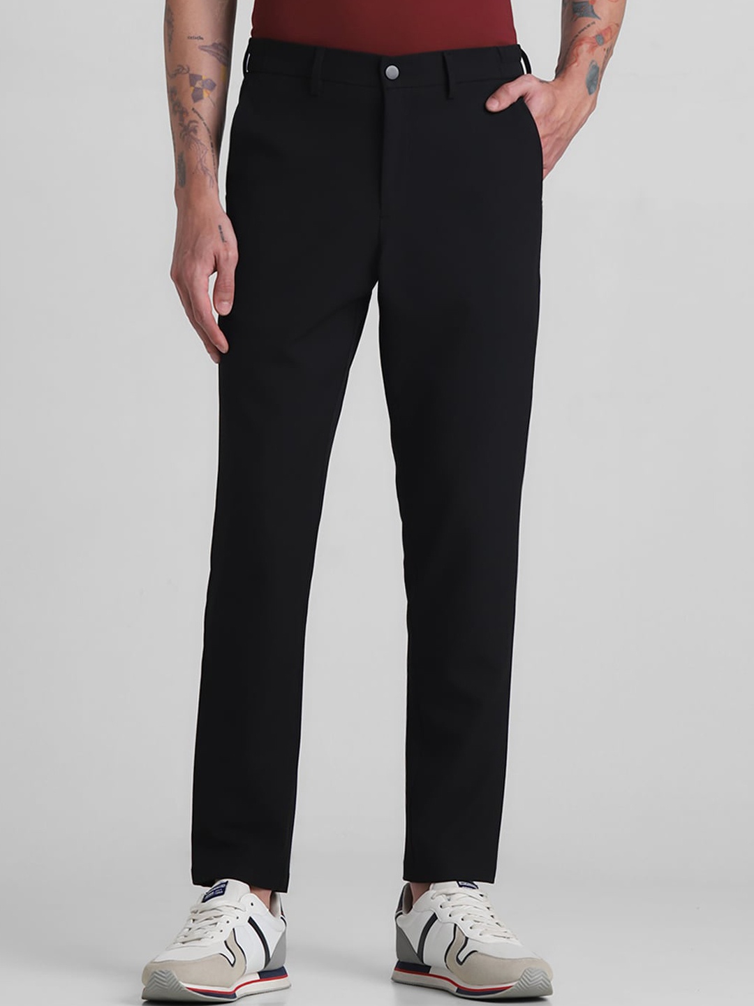 

Jack & Jones Slim Fit Mid-Rise Trousers, Black